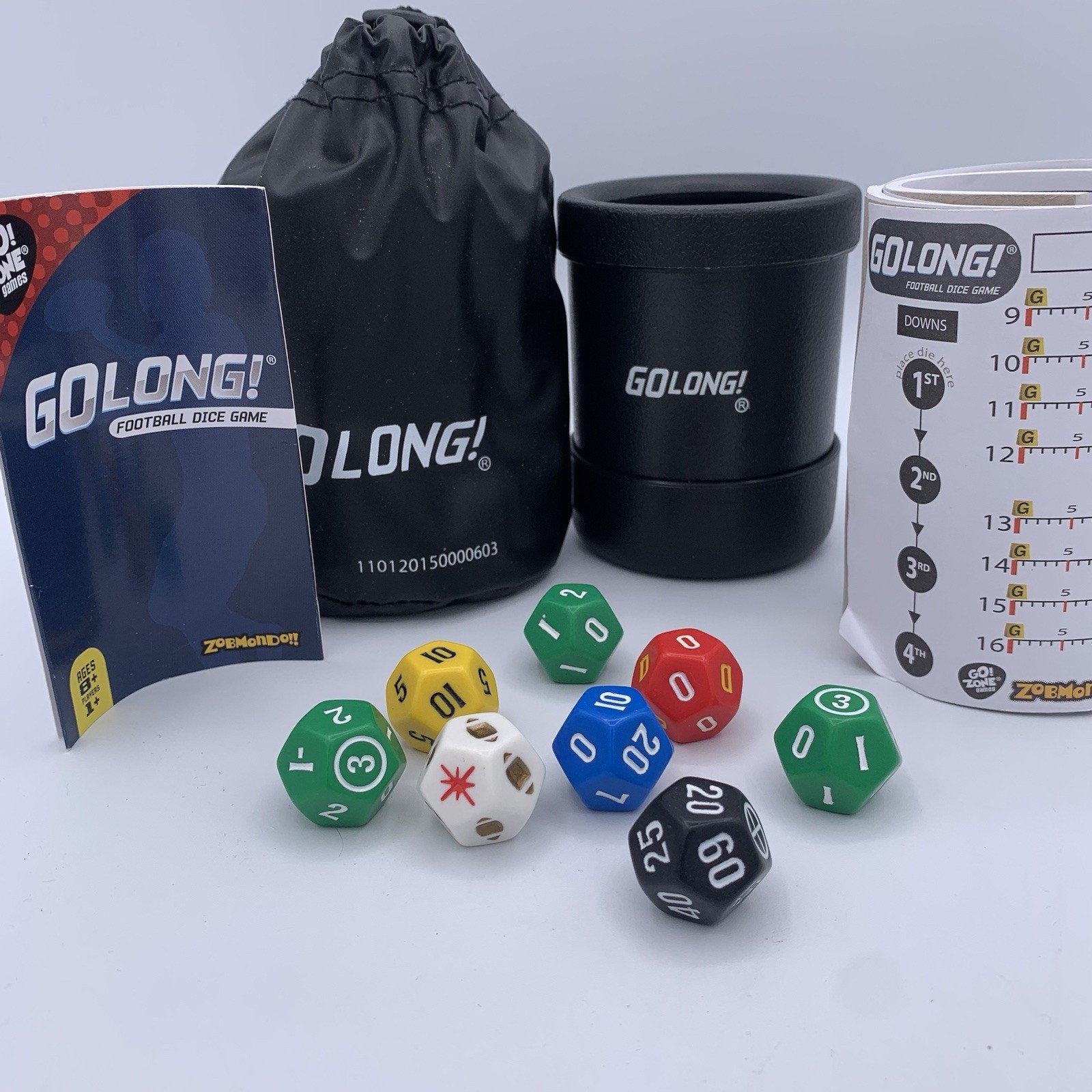 GoLong! Football Dice Game Travel Edition Zobmondo 2012 Family Fun NFL Fan Game