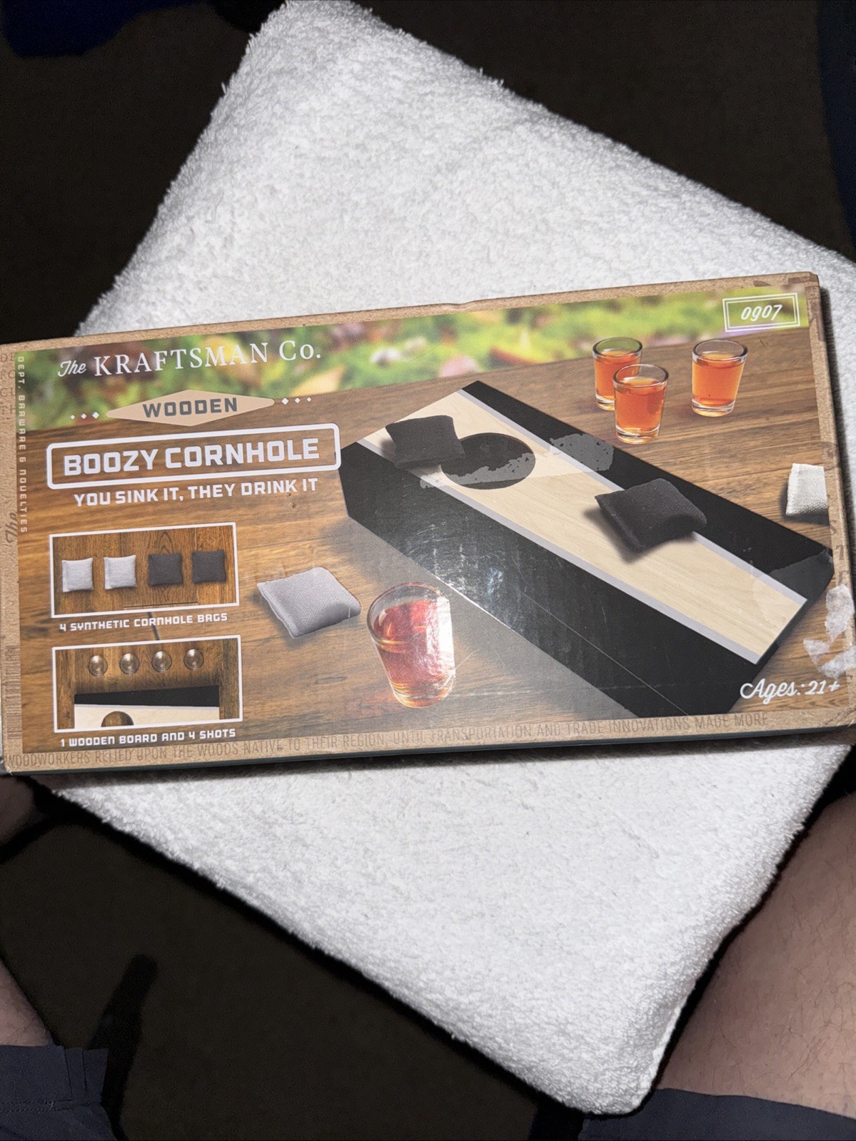 the KRAFTSMAN Co. Boozy Cornhole You Sink It, They Drink It Game