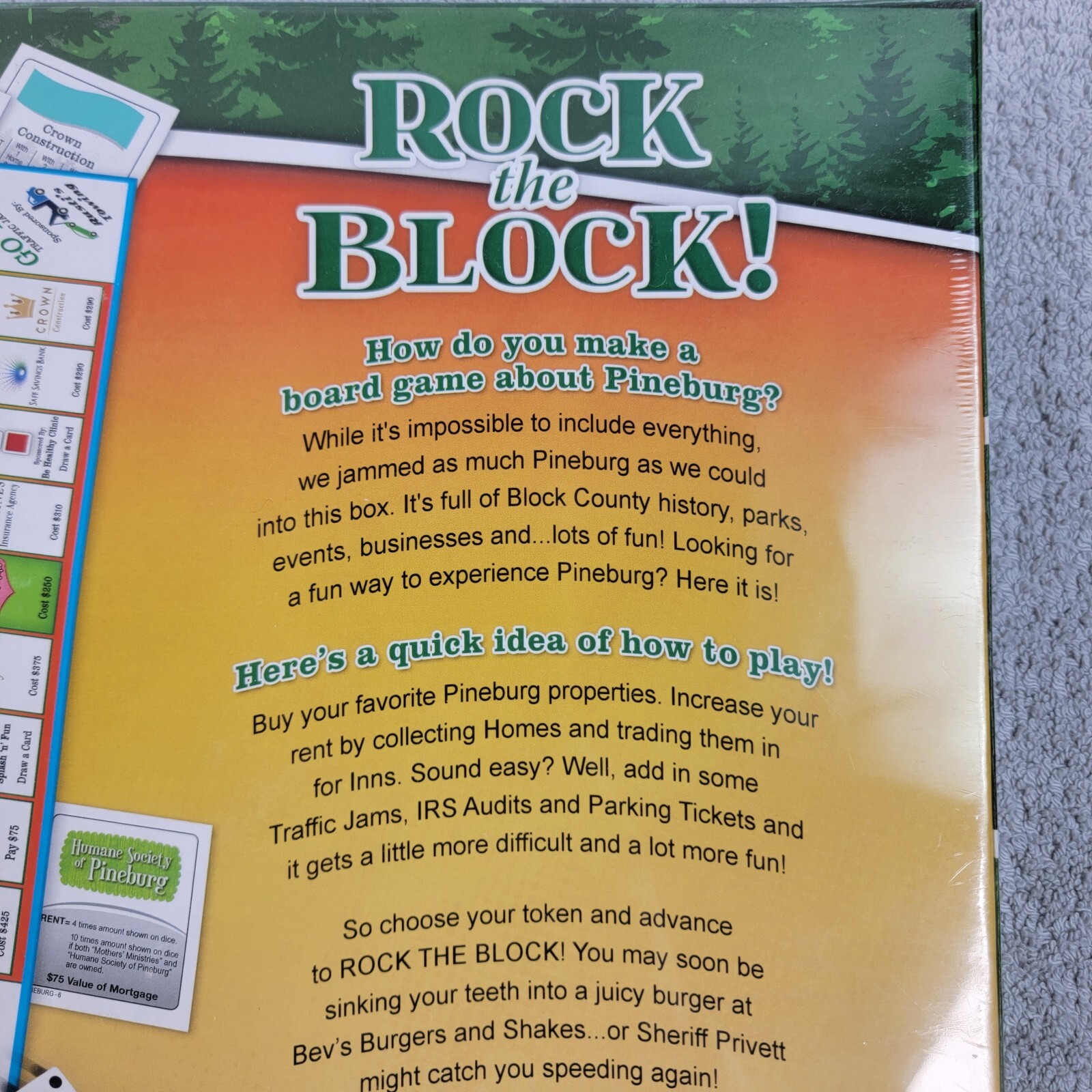 Pineburg-Opoly *Rock The Block!* Board Game 2 to 6 Players Ages 8 and Up -Sealed