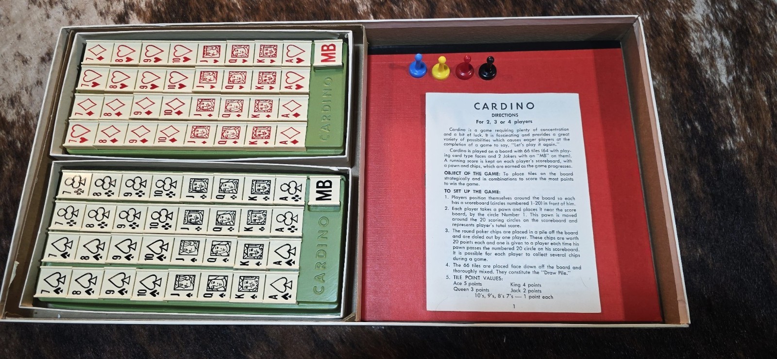 Vintage 1970 Milton Bradley CARDINO Exciting Card Tile Strategy Game!