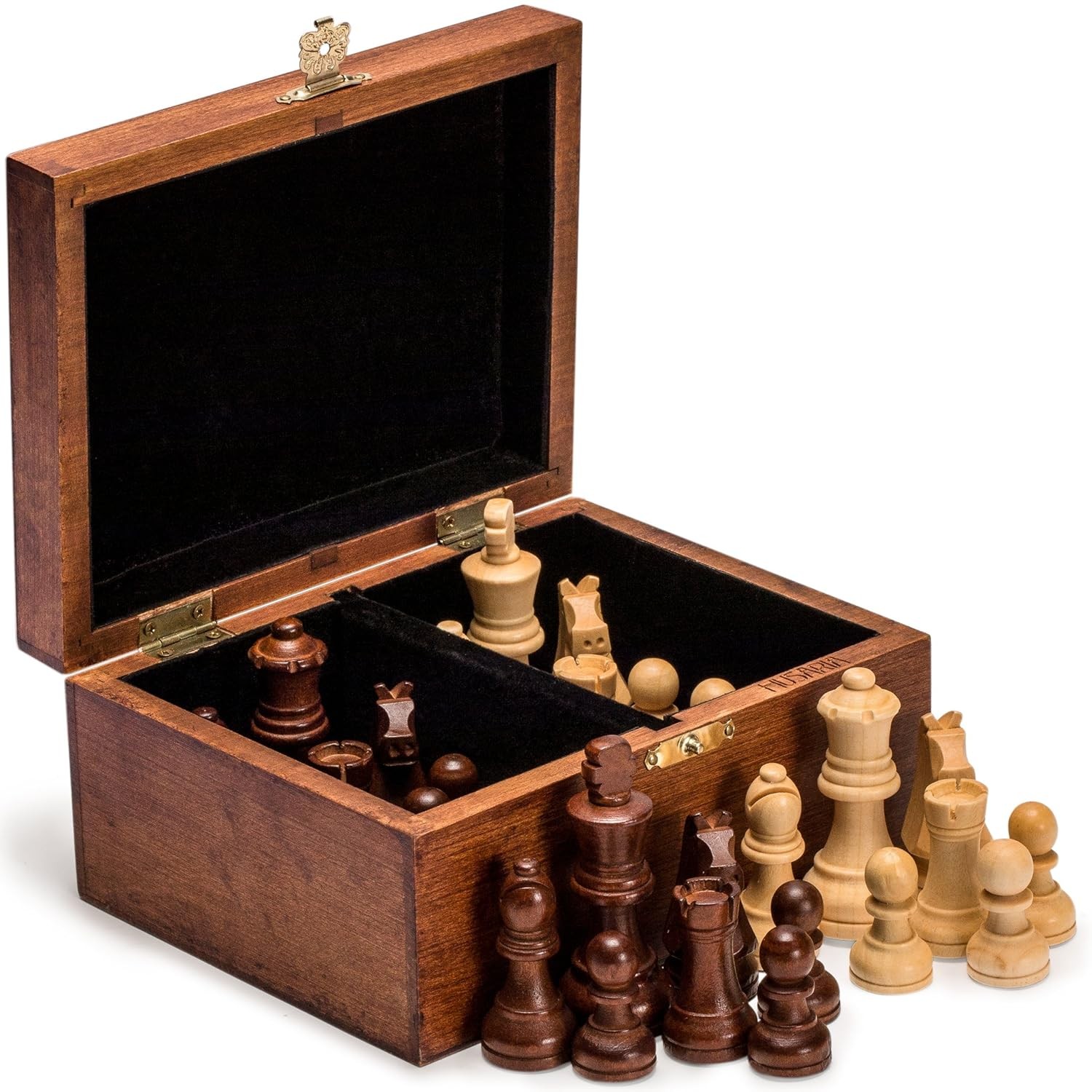 Staunton Tournament Chessmen with Extra Queens and Wooden Box 3-inch King