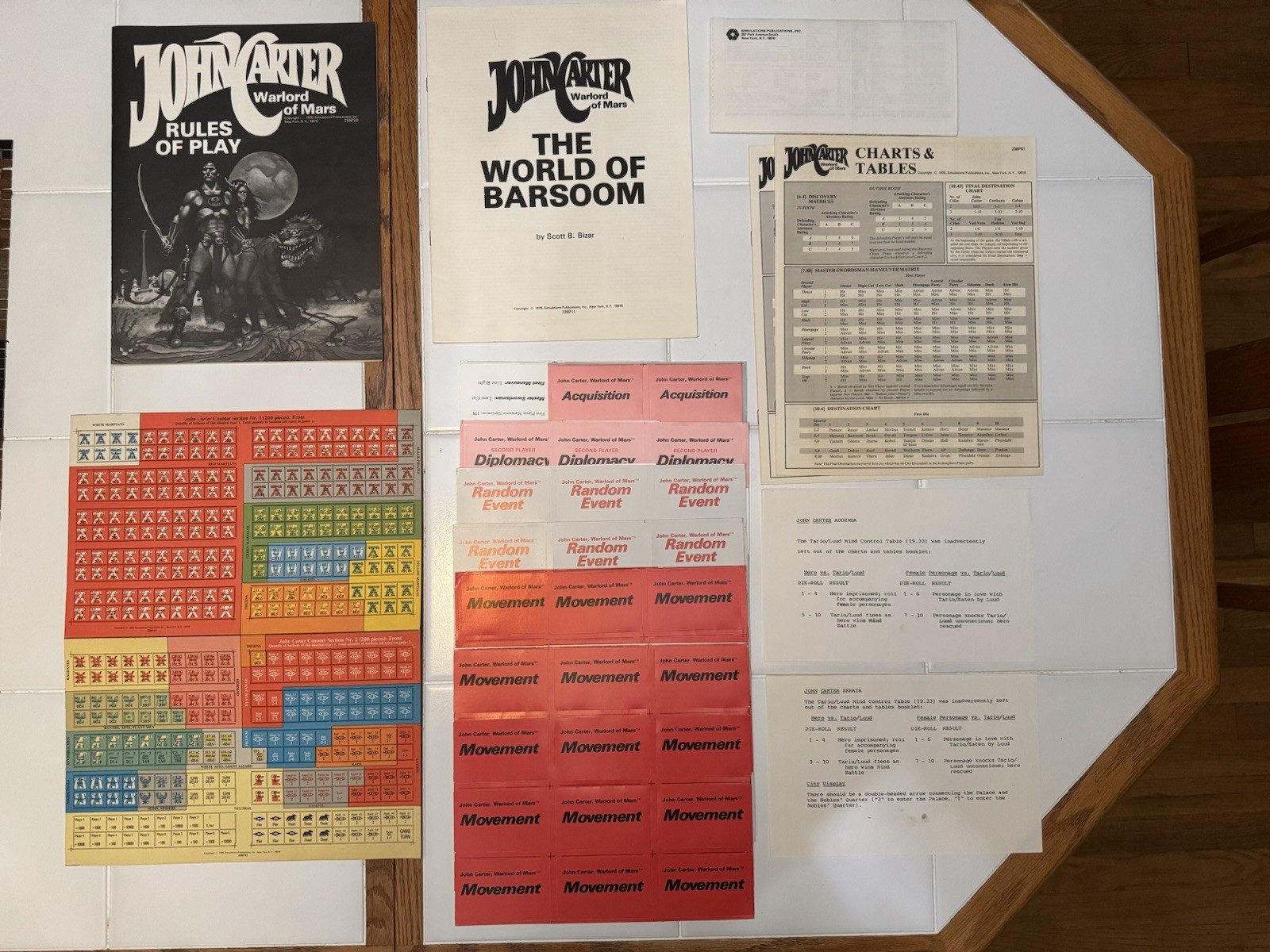 John Carter Warlord Of Mars Adventure Game By SPI (Complete, Unpunched)