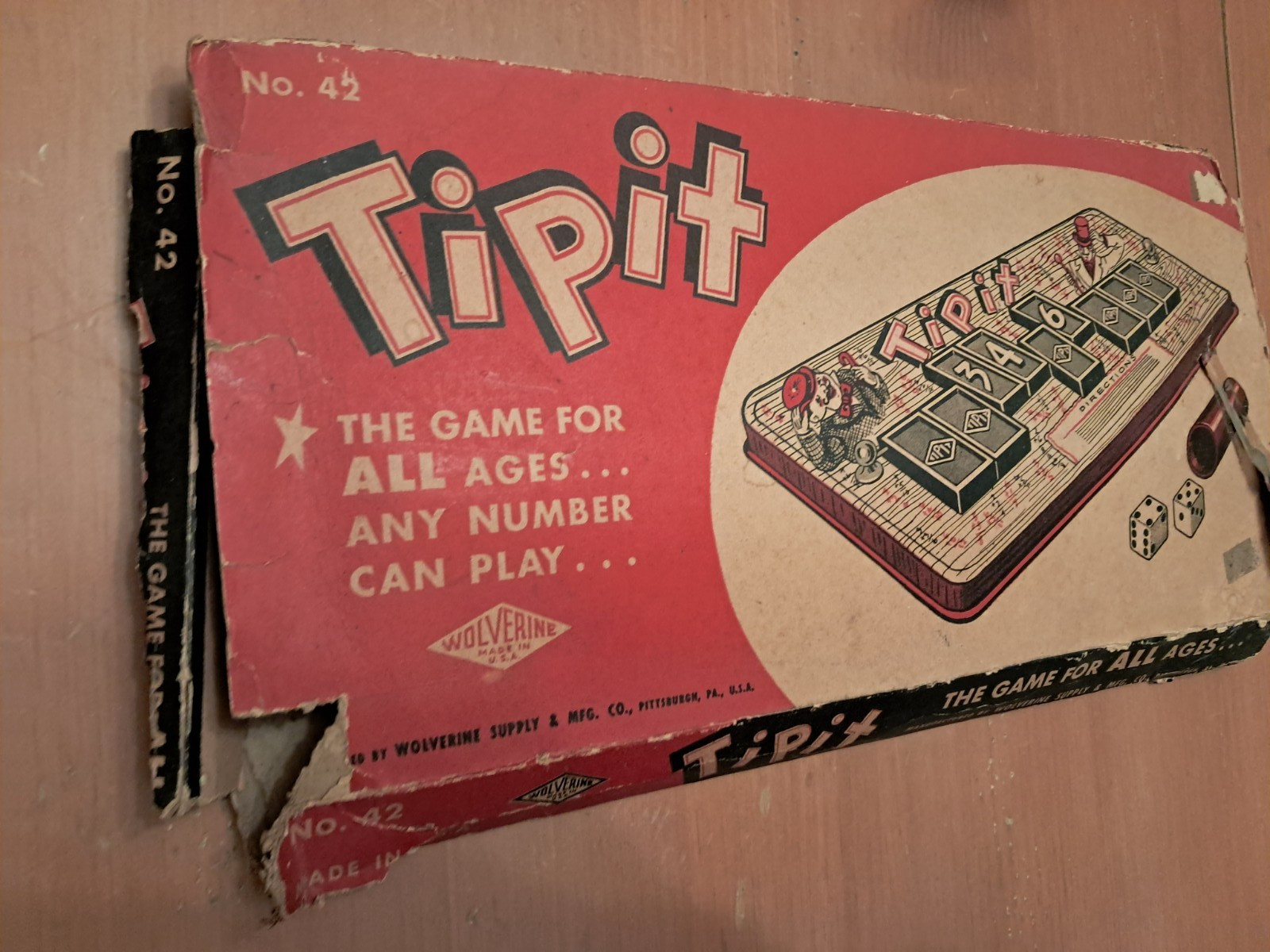 2 Vintage board games/tin toy Tipit by Wolverine & Fox and Hounds