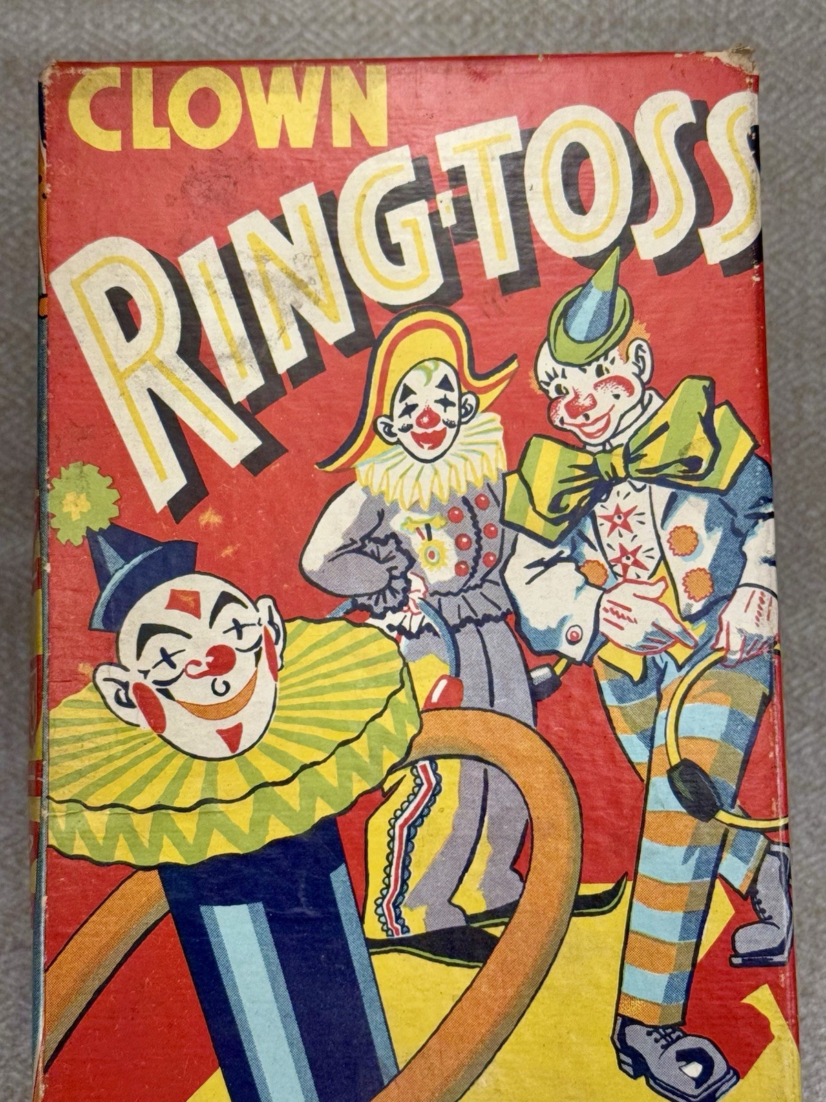 Transogram Clown Ring-Toss Game 1950s Complete w/Box Pole Rings Vintage