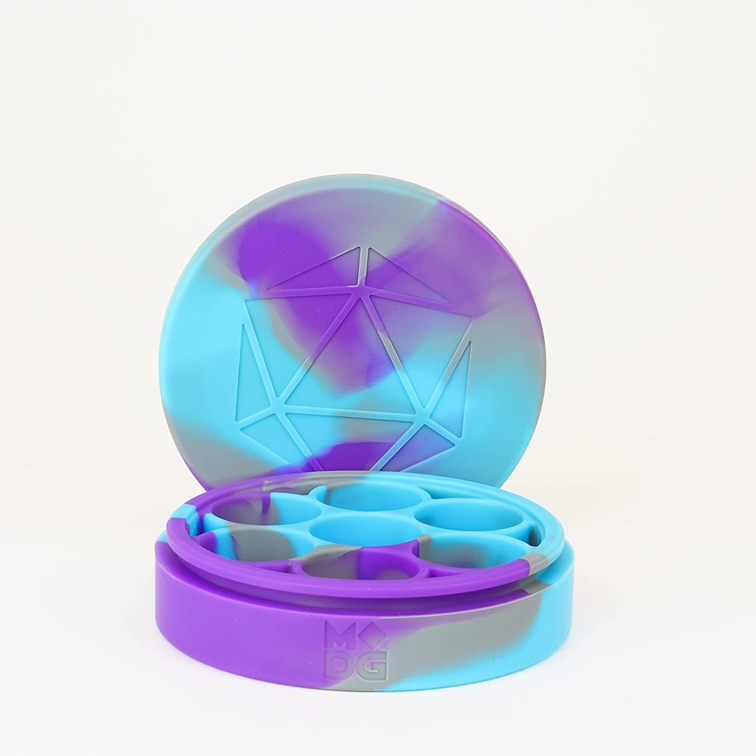 FanRoll by Metallic Dice Games Silicone Round Dice Case: Purple/Gray/Light Blue,