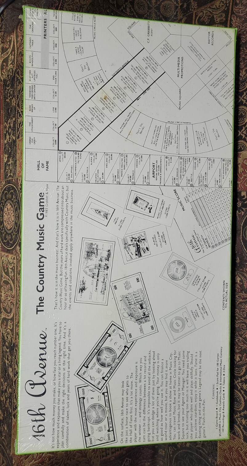 Vintage 1983 16th Avenue The Country Music Board Game Made In Nashville “SEALED”