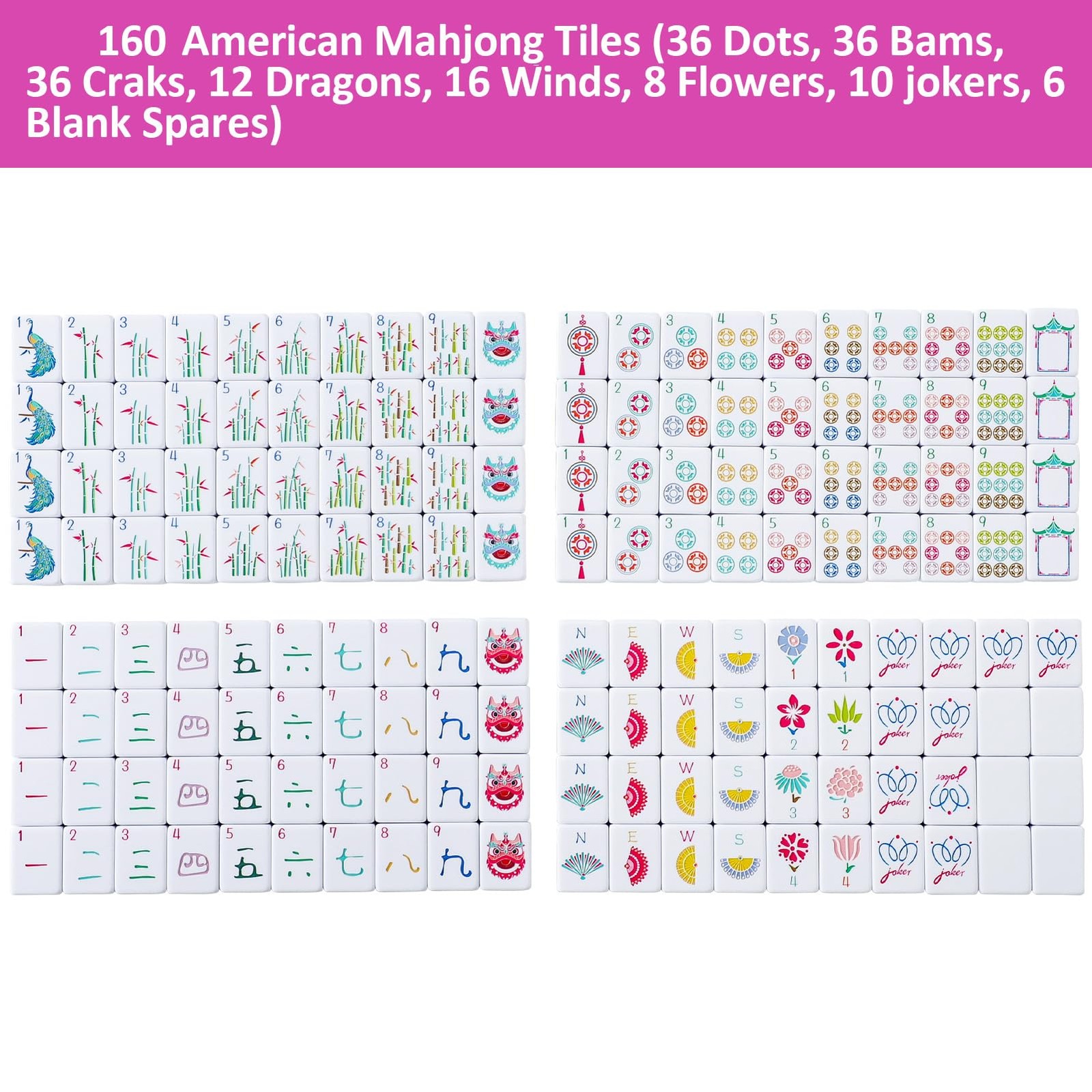 My Mahjong Trove 160 Pink American Printed 1.2 x 0.9 x 0.59 inches,