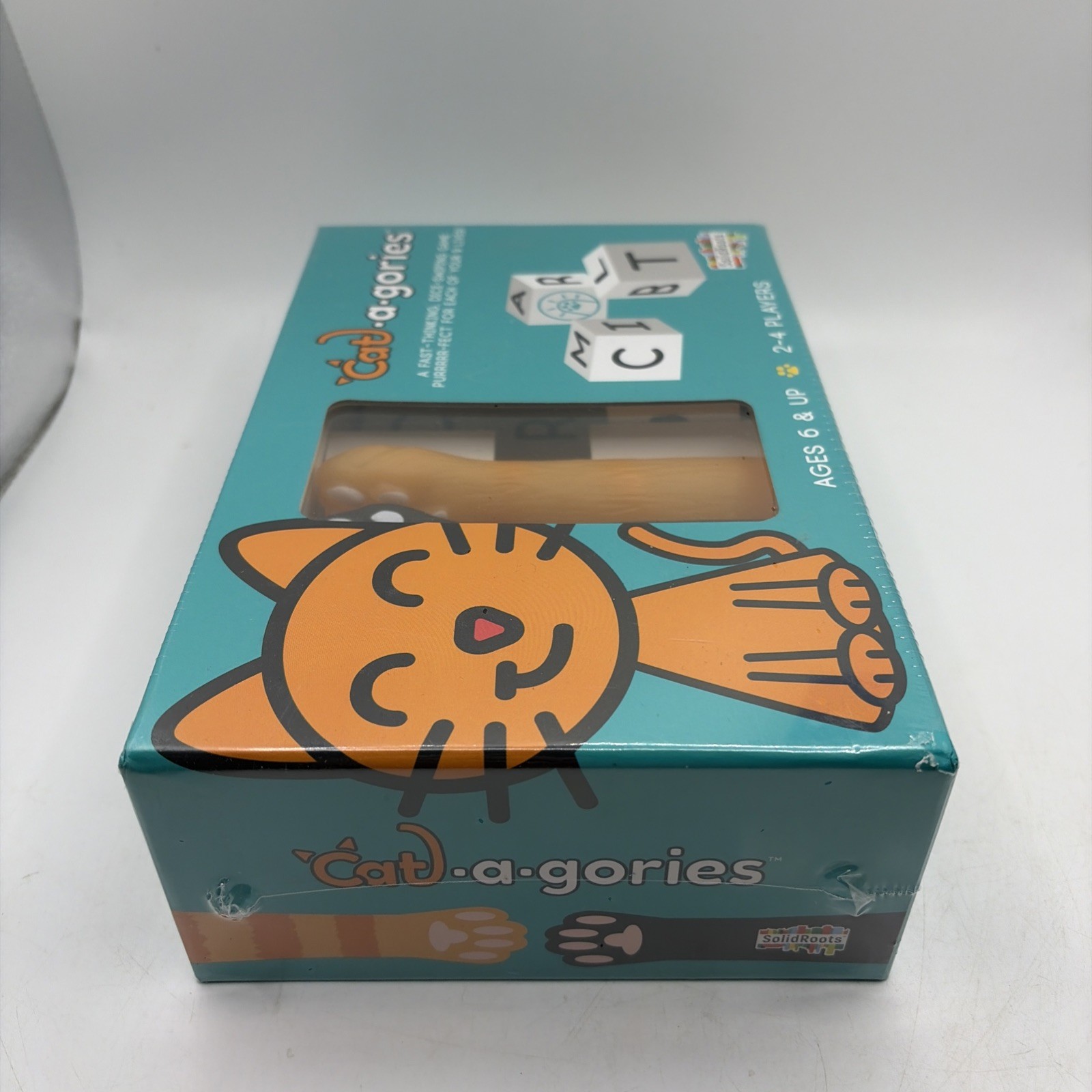 Solid Roots Cat-a-gories Game 2-4 Players 6+Wearable Cat Paws Dice & Topic Cards