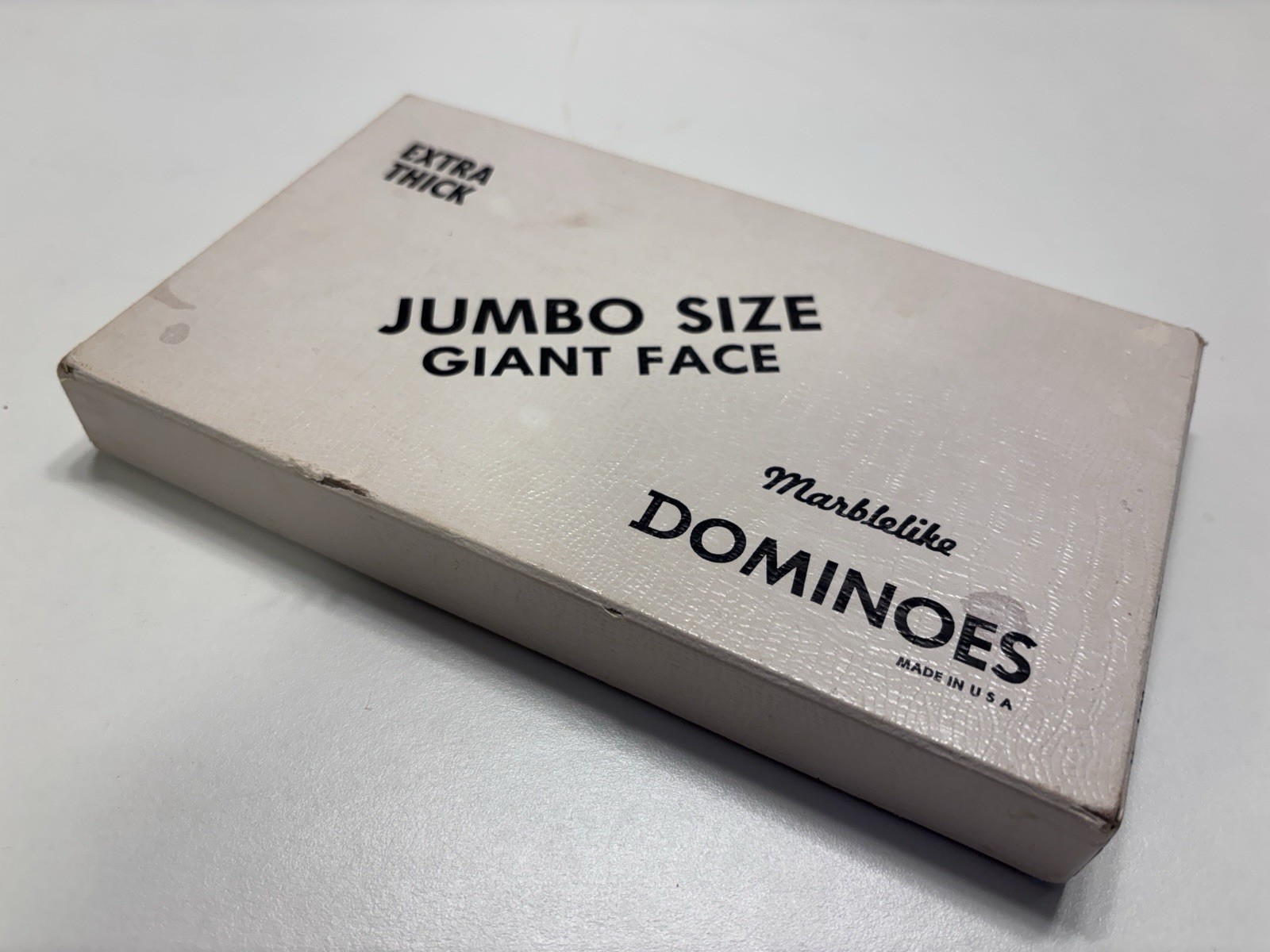 Vintage Puremco Marblelike Dominoes #1432 White Jumbo Extra Thick Set In Box