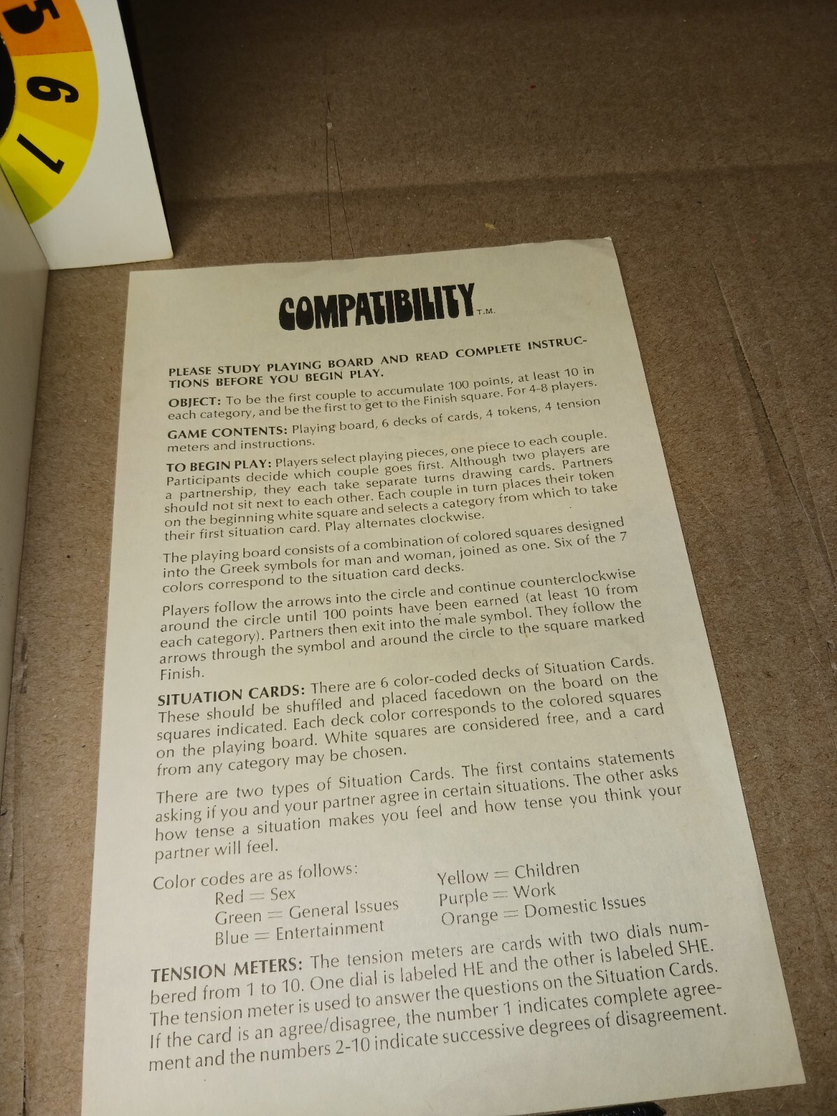 VINTAGE 1974 REISS Board Game COMPATIBILITY, Complete, VG Condition, Free Ship