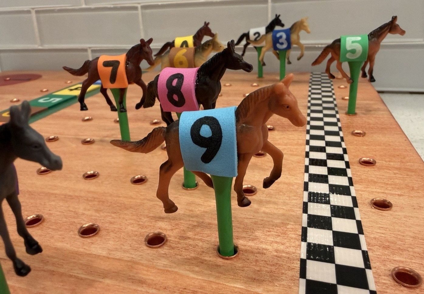 Custom Horse Game Pieces Tokens Race Derby – handmade #’s saddles GREEN tees
