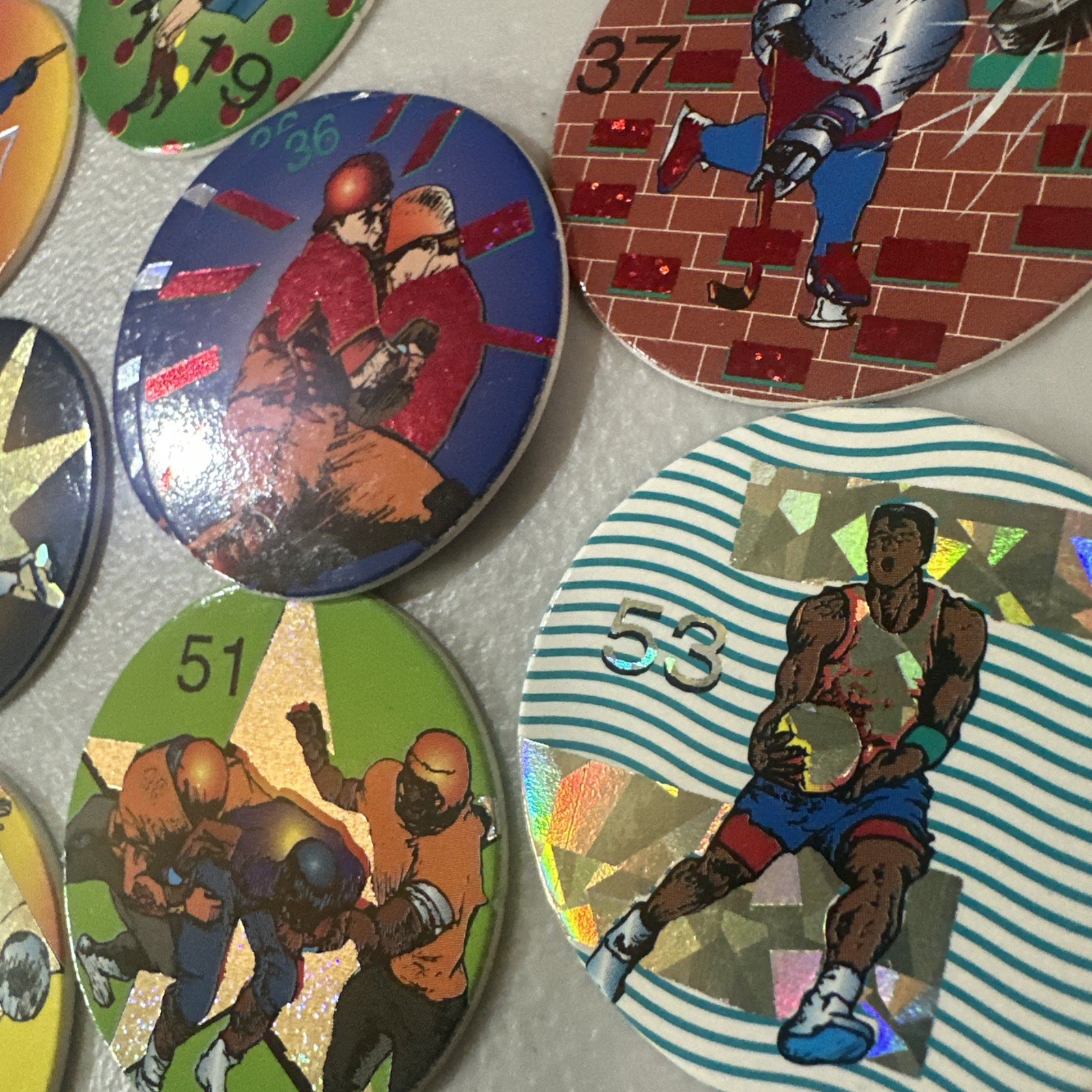 Lot Of 38 Sports Pogs Non Branded Milk Caps Doubles Will Be Red 90’s Vintage