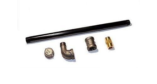 HPC Fire Straight Black Steel Gas Log Lighter Kit (S12P), 12-Inch,