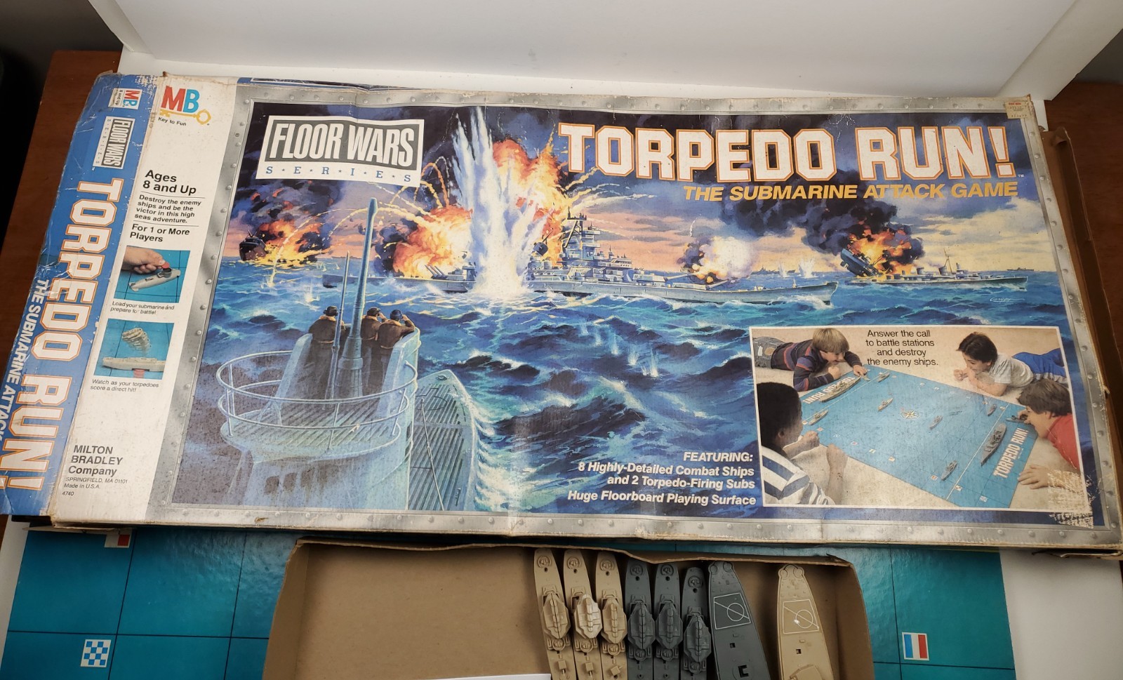Torpedo Run Board Game Floor Wars Complete Milton Bradley 1986 G+