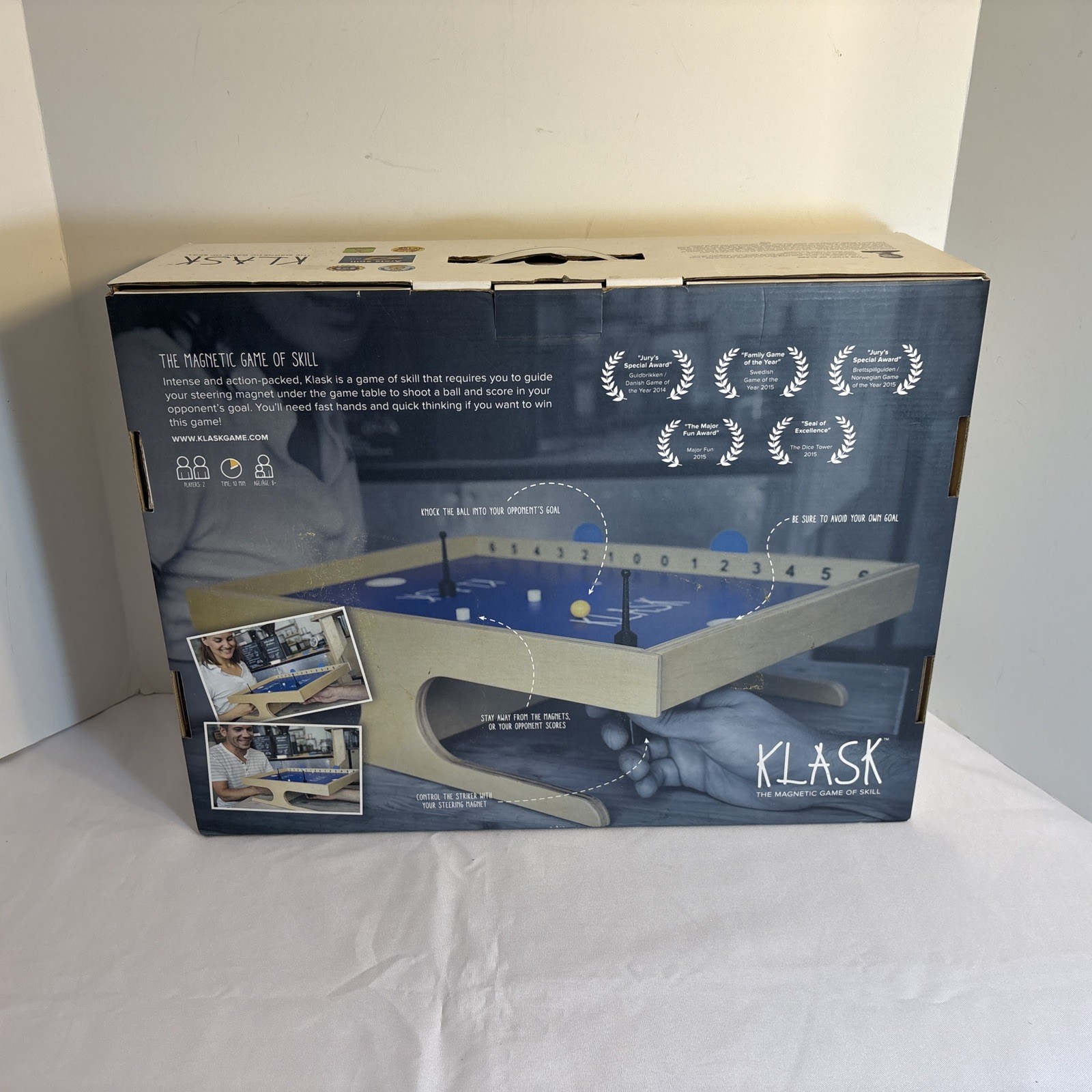Klask! The Magnetic Game of Skill Buffalo Games Open Box Unplayed LARGER BOARD
