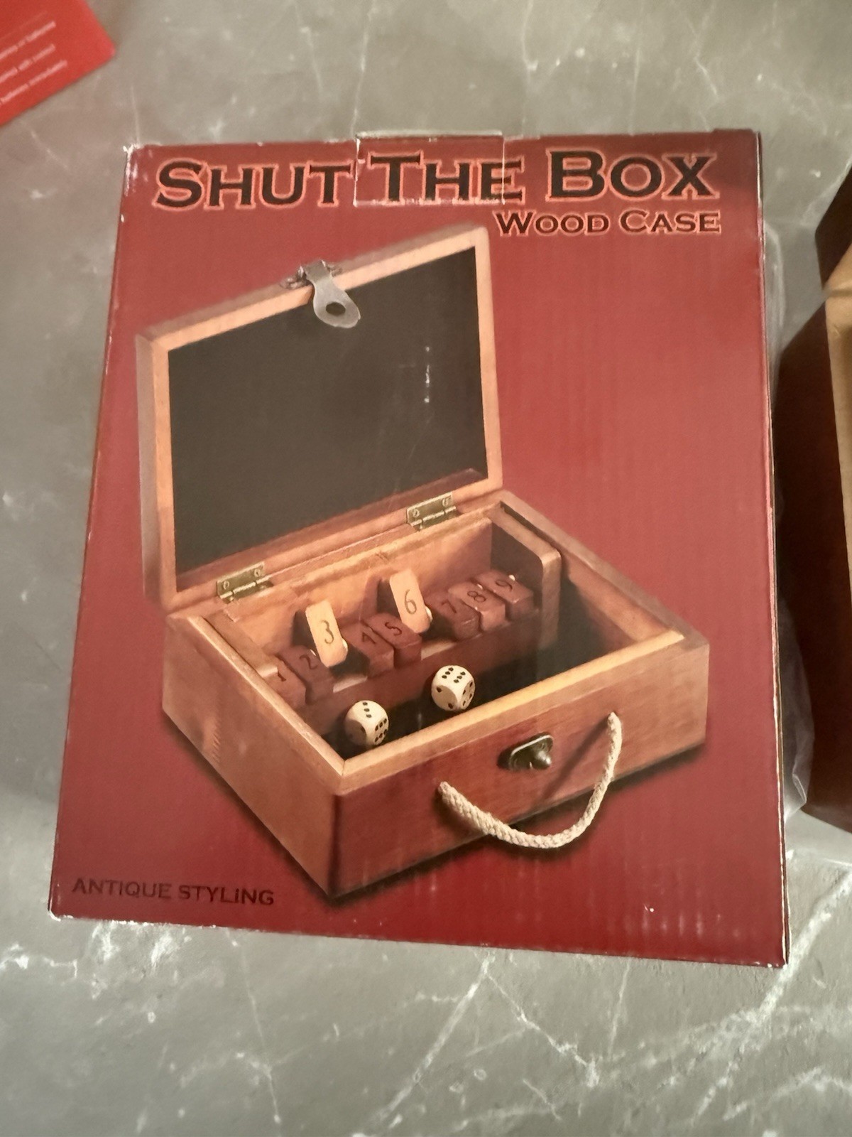 Tomokazu Shut The Box Dice Game Wooden Case, Antique Theme, 2+ Players, 8+