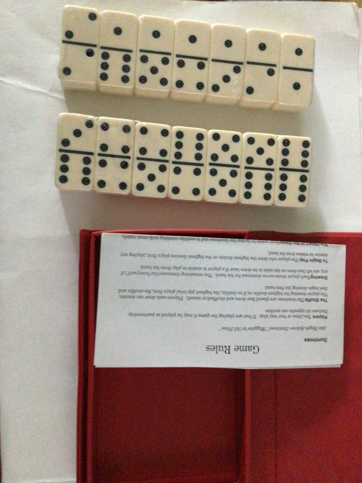 Vintage Heavy Double Six Domino Set with Red Vinyl Game Case BRAND NEW COMPLETE!