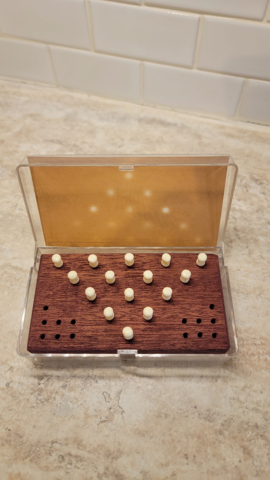 Solid Wood Triangle solitaire Peg Game Classic Wooden Brain Teaser Puzzle