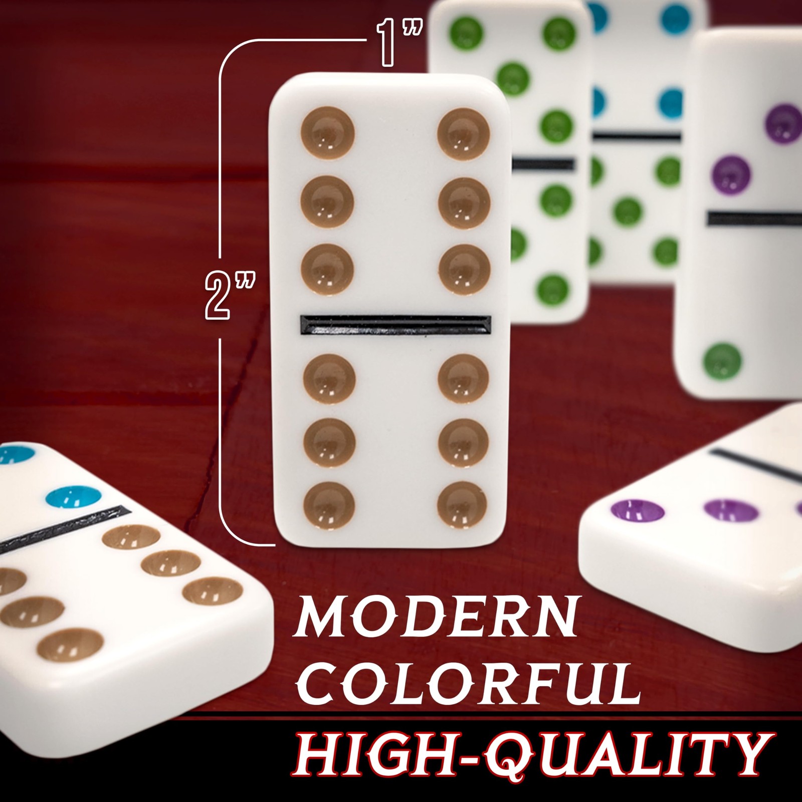 Mexican Train Domino Set Double-12 Color-Dot in Wooden Box for 2-8 Players