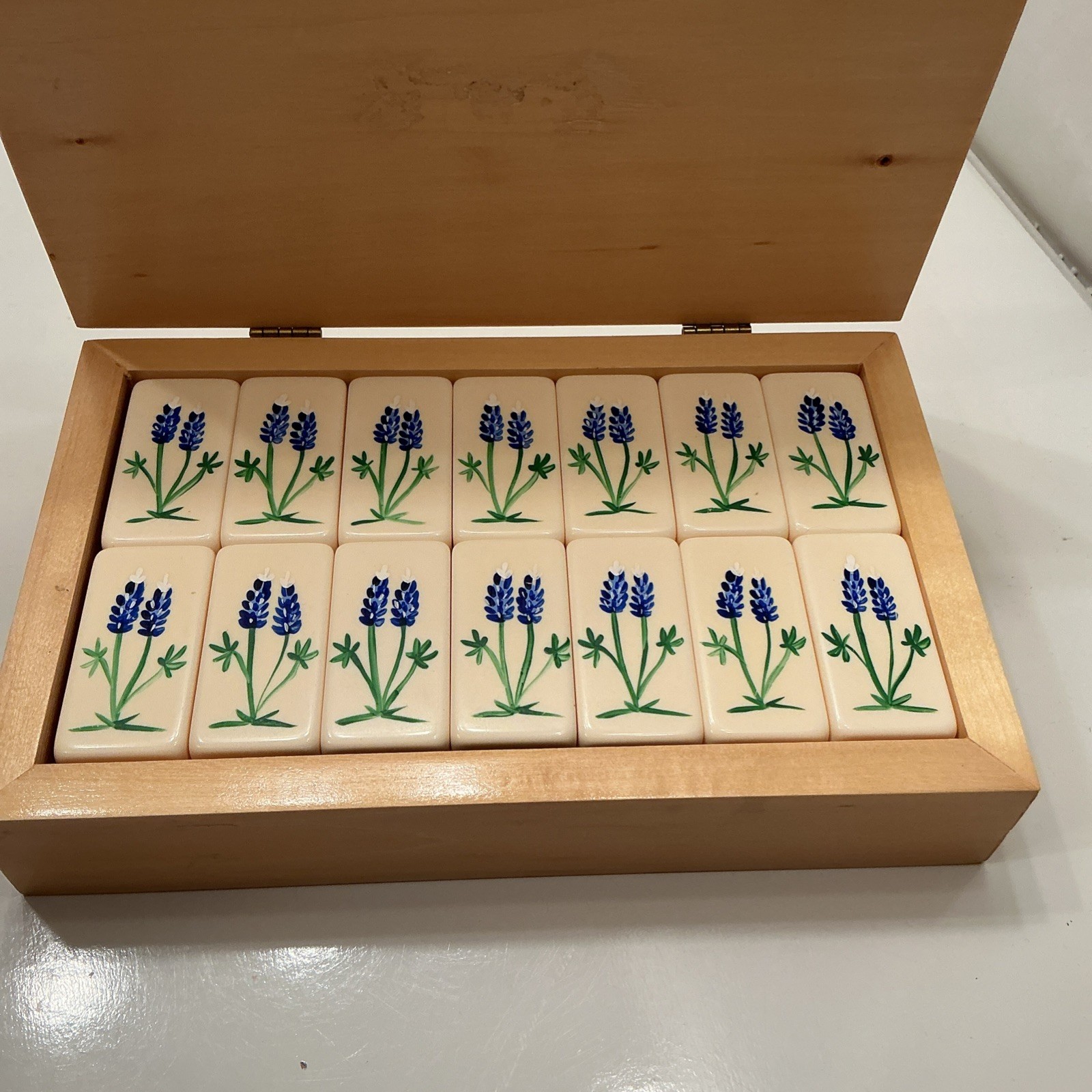HANDPAINTED TEXAS BLUEBONNETS Extra Thick DOMINOES Texas Imagineering