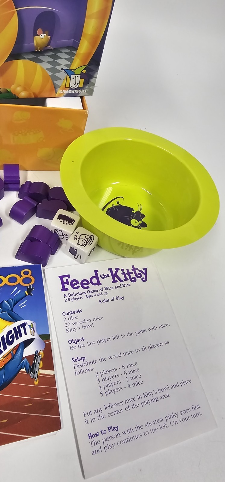 Feed the Kitty Delicious Mice and Dice Board Game GameWright 100% Complete