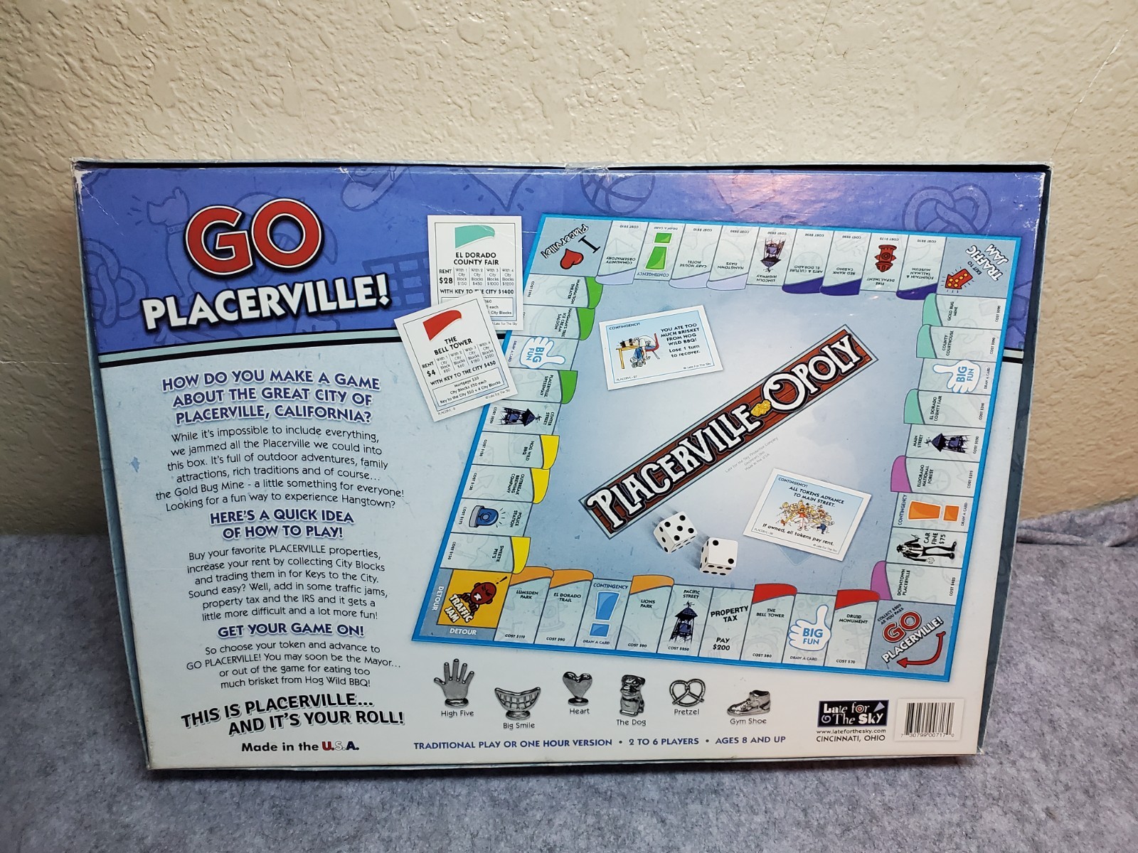 Placerville Opoly Board Game Celebrating Hangtown Late For The Sky, New in Open