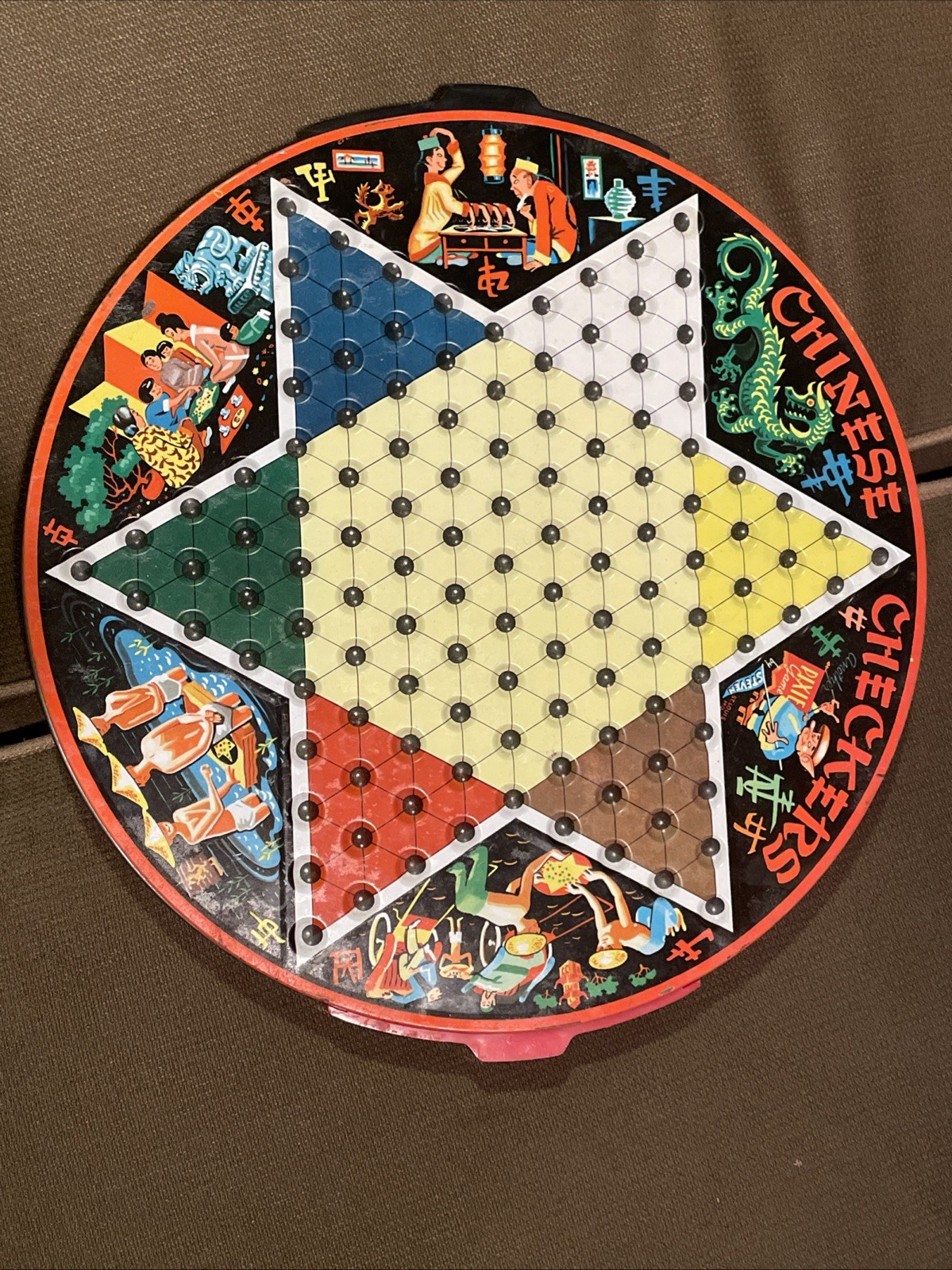 Vintage Chinese Checkers Game Pixie All Metal Game Board by Steven Mfg Co RARE!