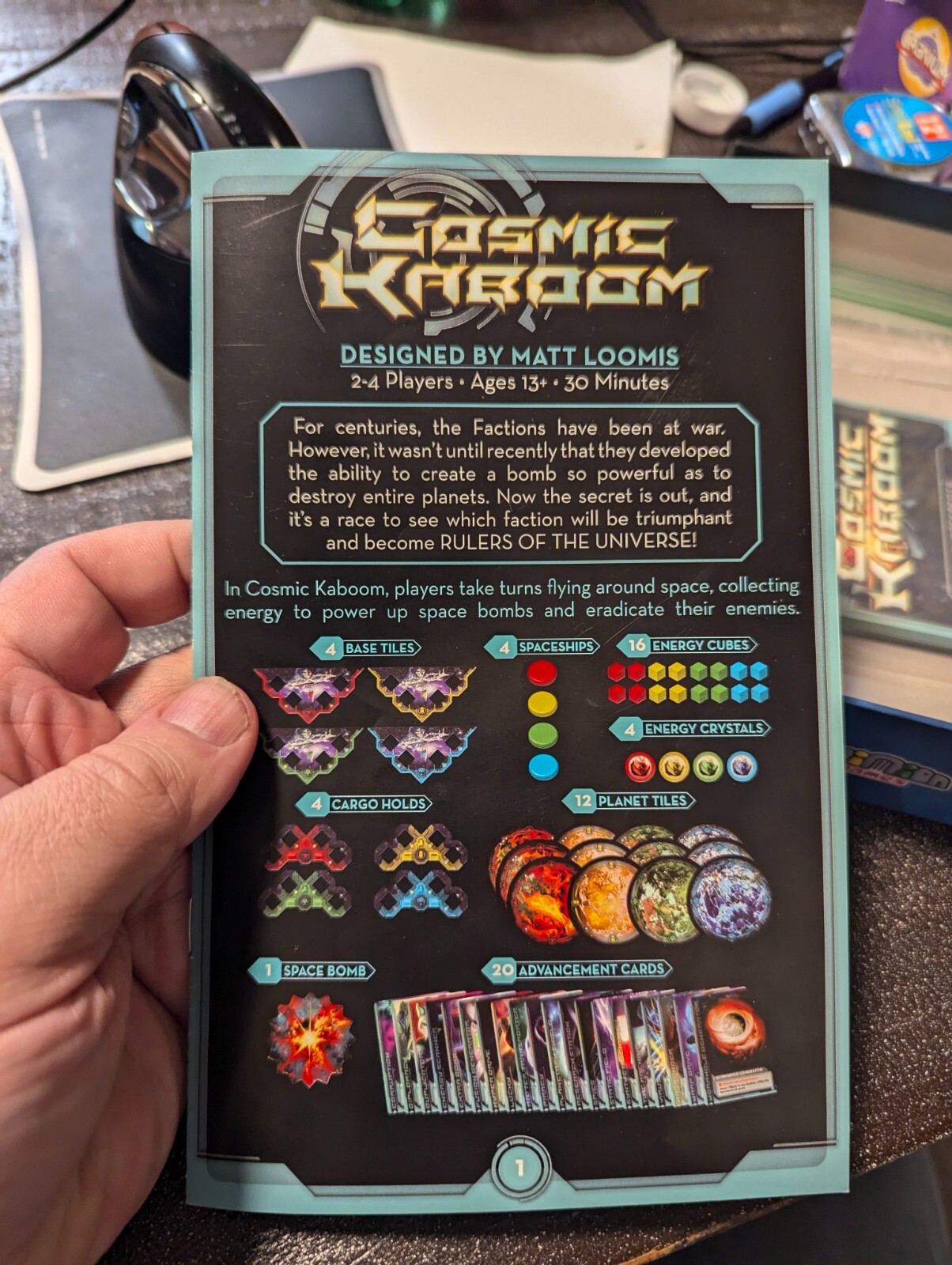 COSMIC KABOOM Board Game 100% COMPLETE 2016