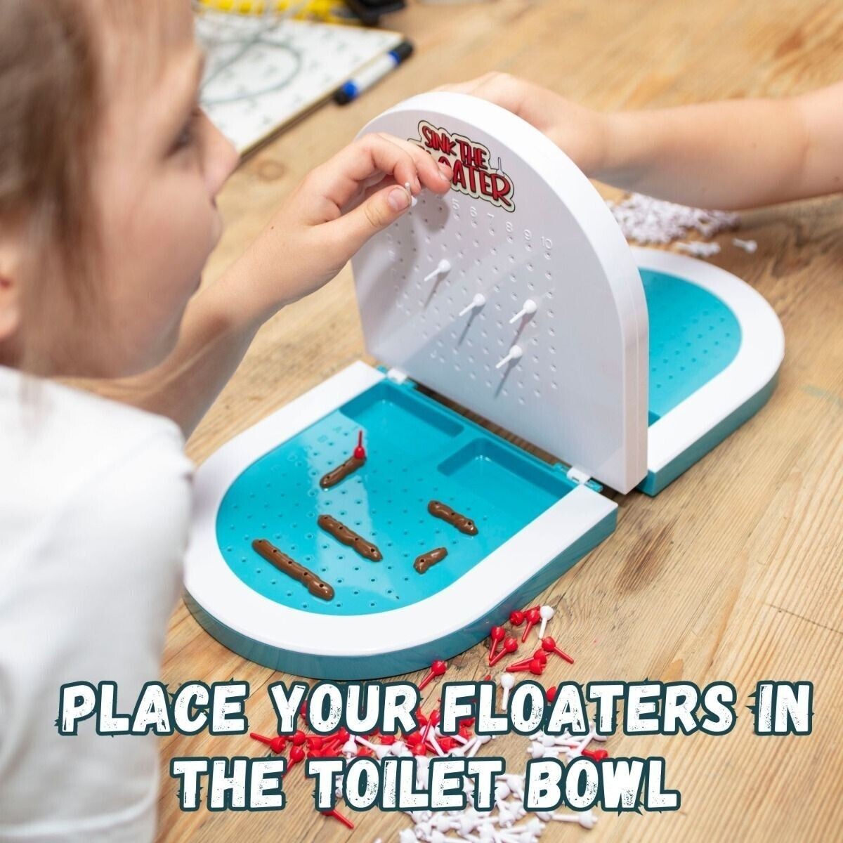 Sink The Poop Floater Board Game 2 Player Children Funny Stink Fart Toilet Turd