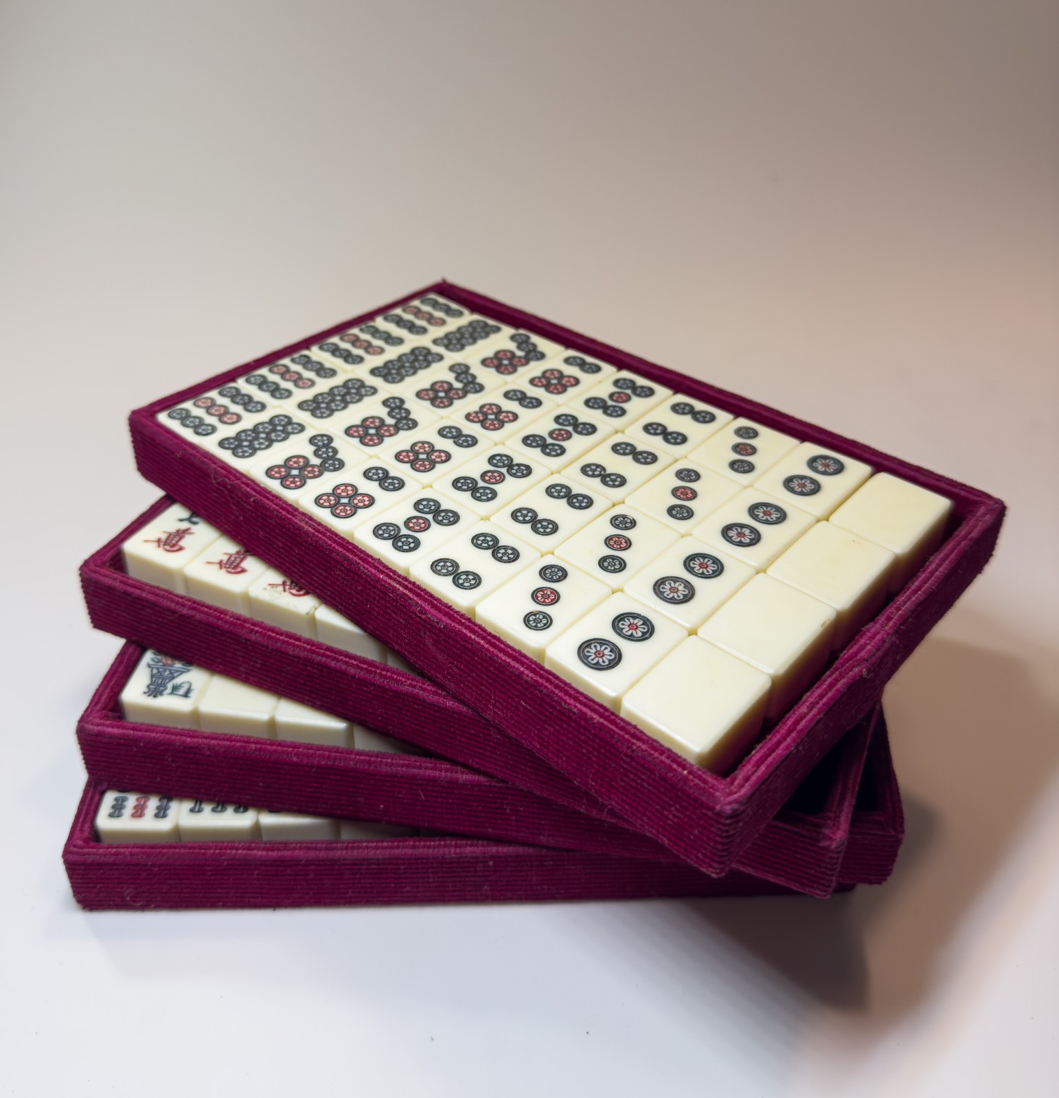 Vintage Bone & Bamboo Mah Jong Set