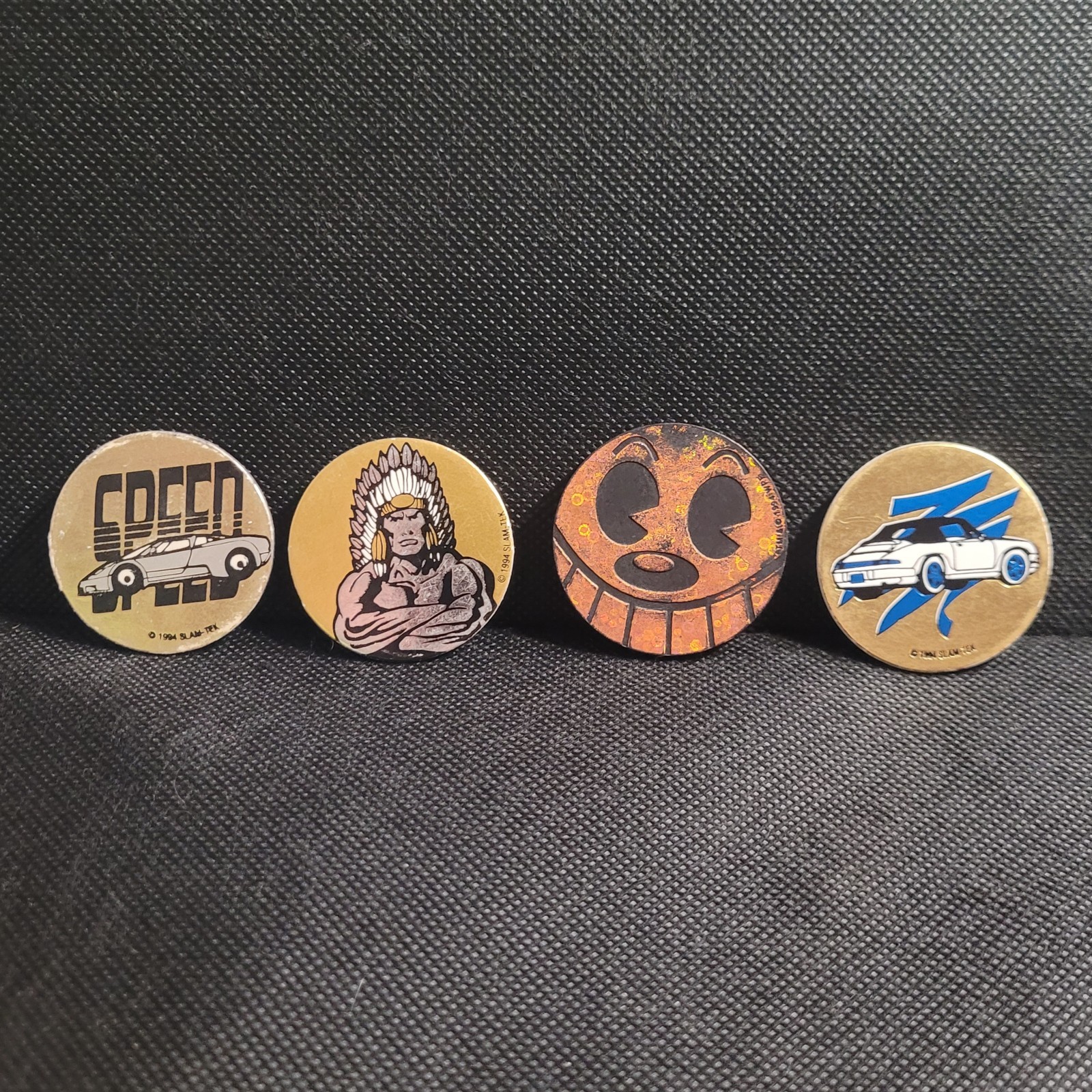 World POG Federation Felix The Cat Slammer + 3 Slam Tek Milk Caps 90s Porsche