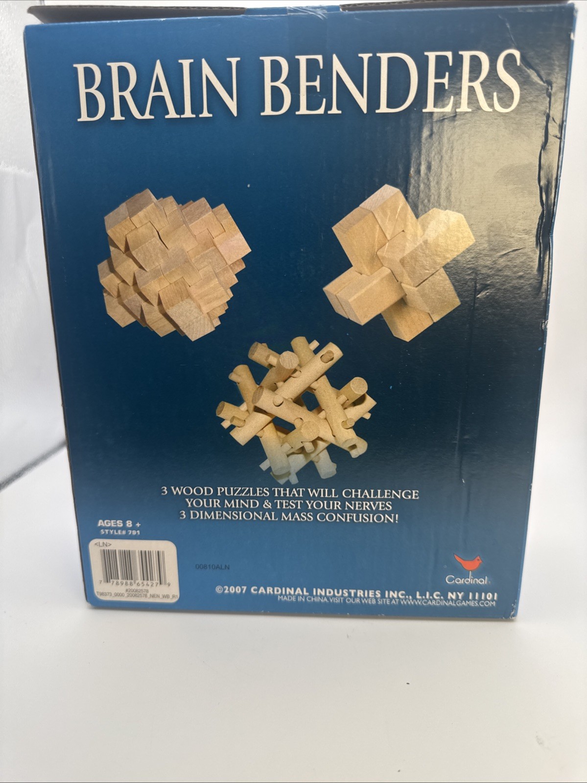 Cardinal Brain Benders Classic Games 3 Wood Puzzles Logic Brain Teaser Age 8+