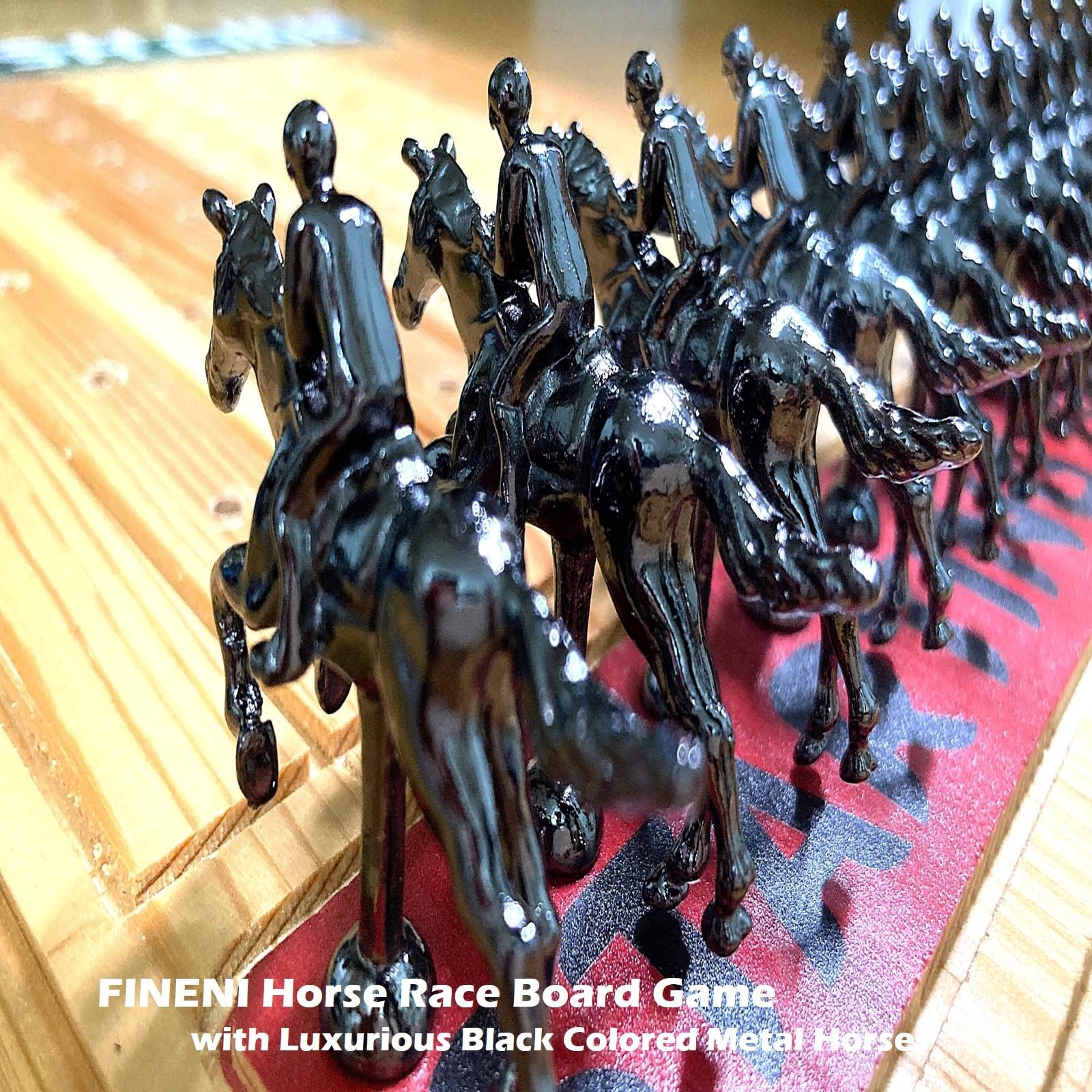 Horse Racing Board Game with Luxurious Durable Metal Horses, 11 Pieces, Black…