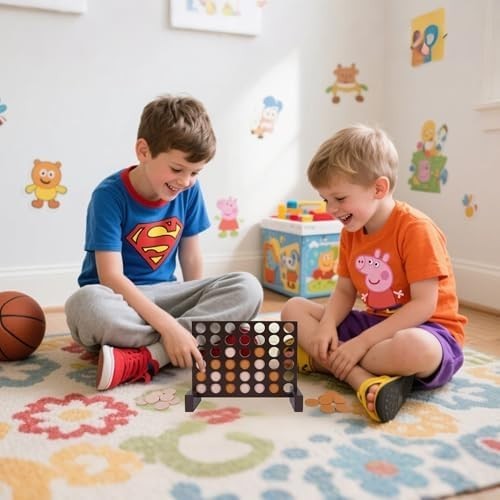 Wooden 4 in a Row Game, Classic Strategy Game for Kids and Adults, Connect The 4