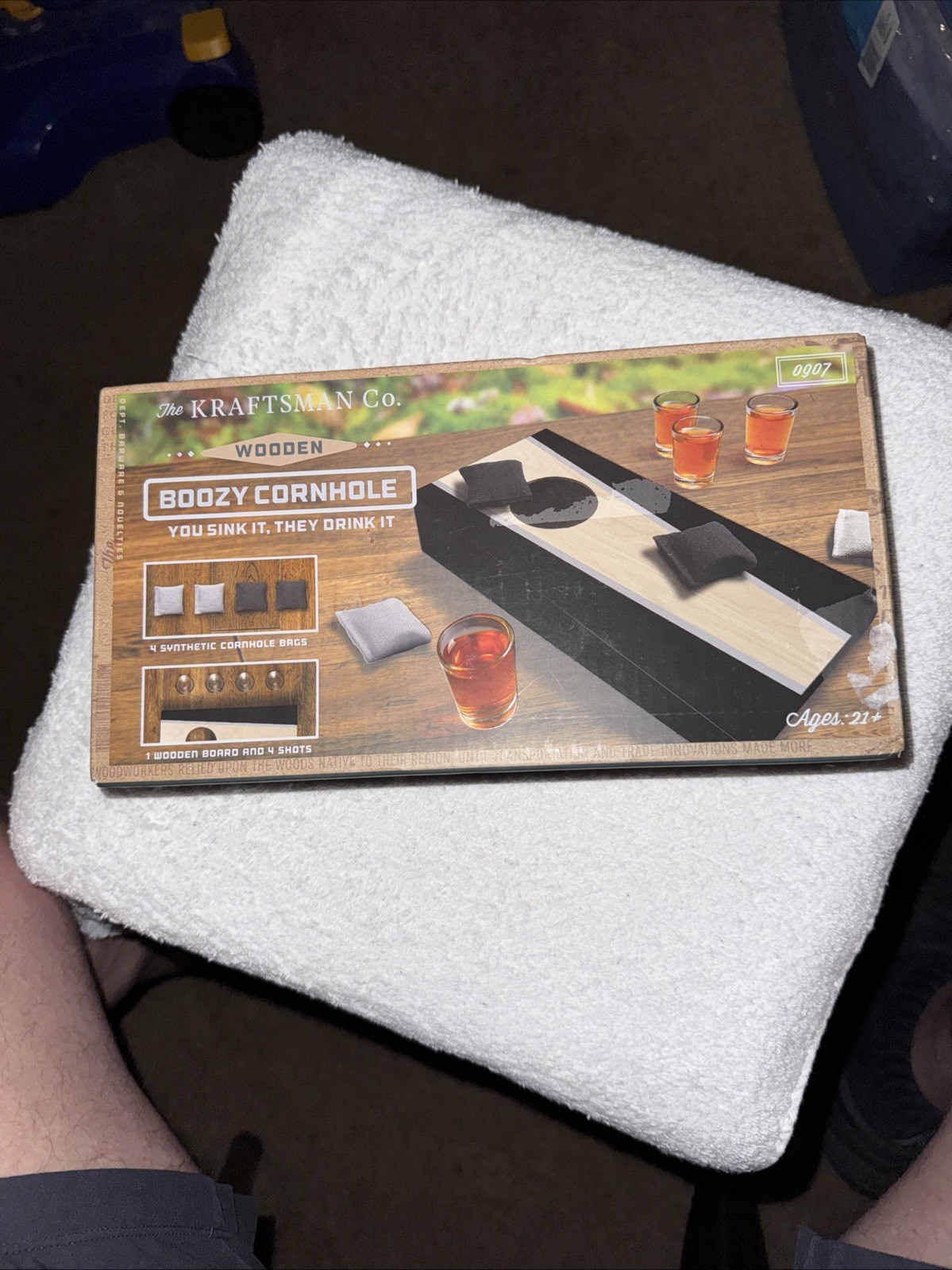 the KRAFTSMAN Co. Boozy Cornhole You Sink It, They Drink It Game