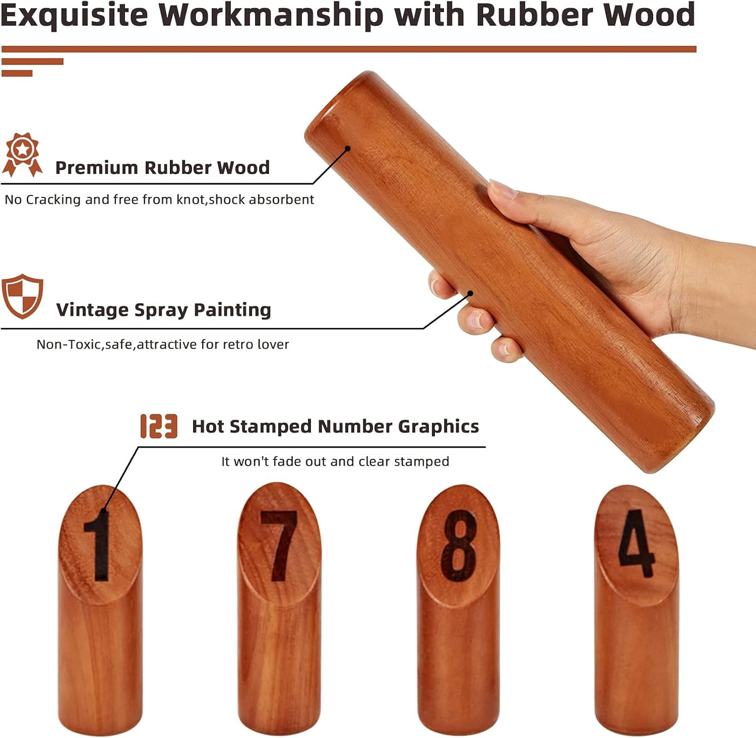 Wooden Throwing Game, 12 Numbered Block Toss Games Set with Scoreboard & Carryin