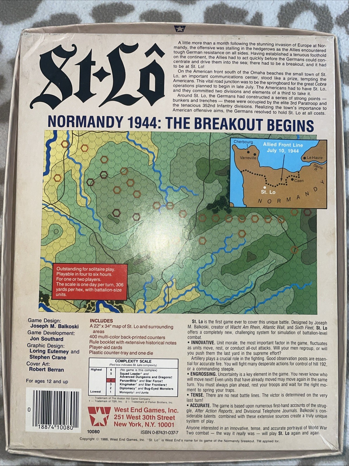 West End Games. 1986. St-Lo. Normandy 1944. The Breakout Begins. VGC