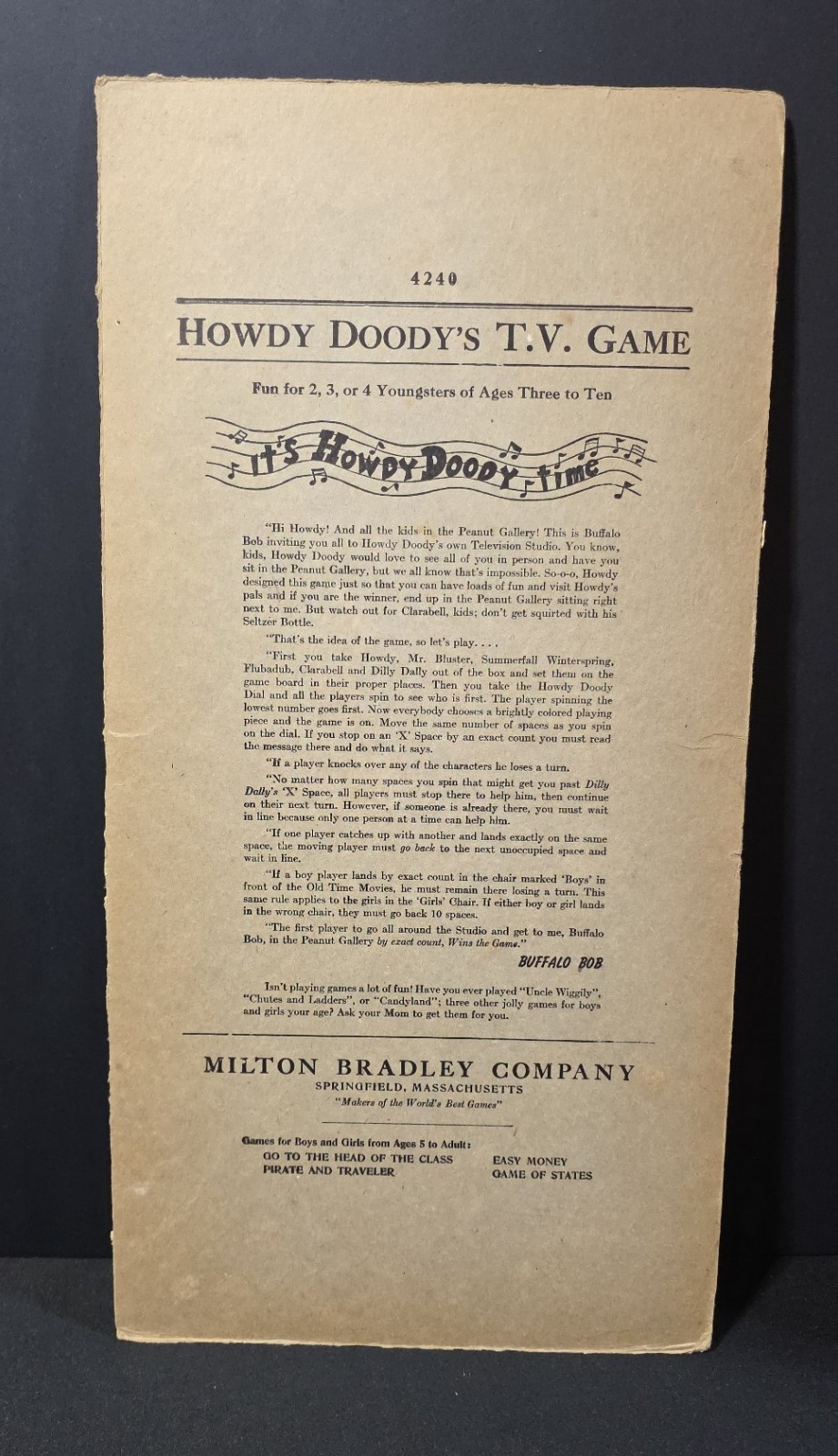 Vintage Howdy Doody’s T.V. Game Box Top Only 1950s Milton Bradley Display Piece