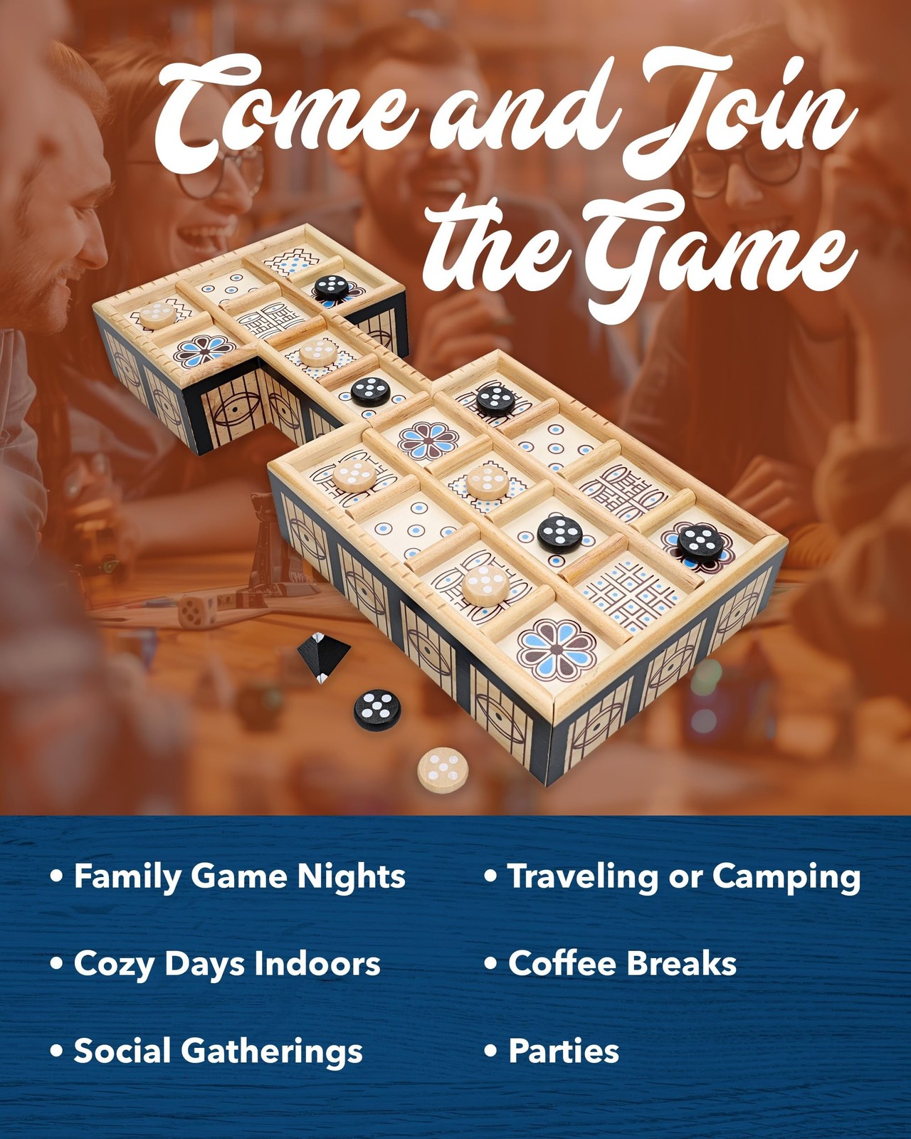 WE Games Royal Game of UR with Storage Drawers, Solid Wood and Beautifully De…