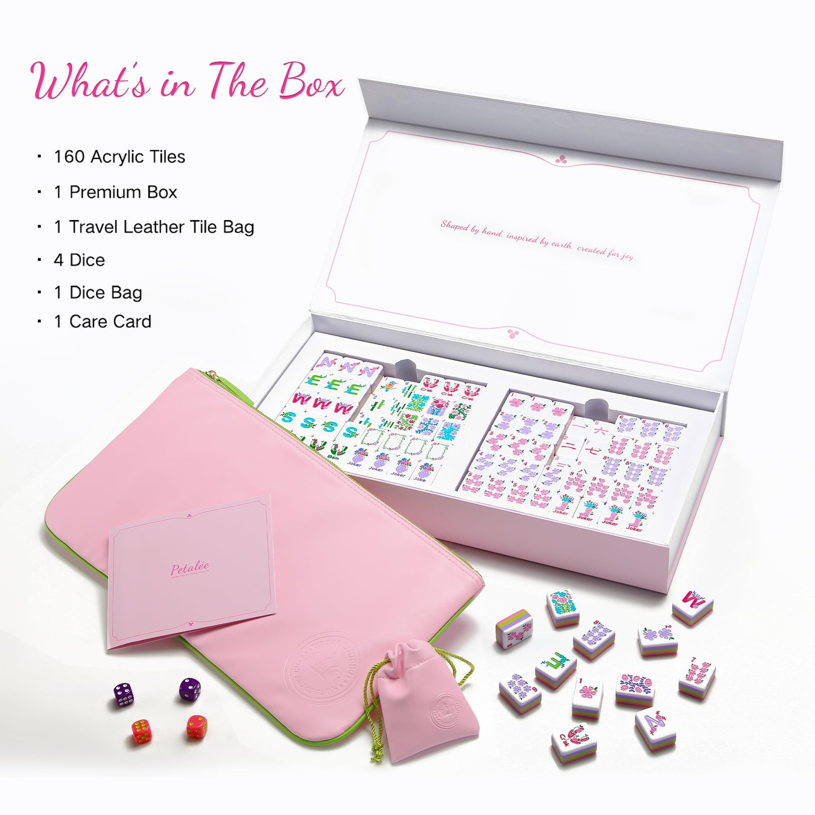American Mahjong Tile Set, 160 Pink 4 Layer Mah Jong GameTiles with Tile Bag,…