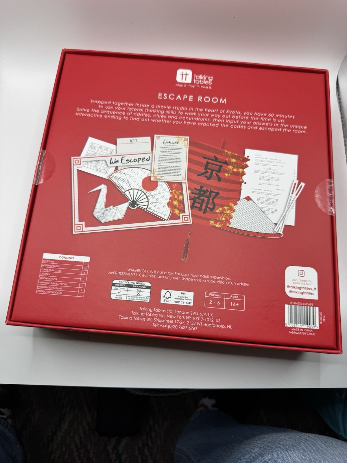 Talking Tables Escape Room Board Game Tokyo Kyoto Japanese Themed At Home Clues