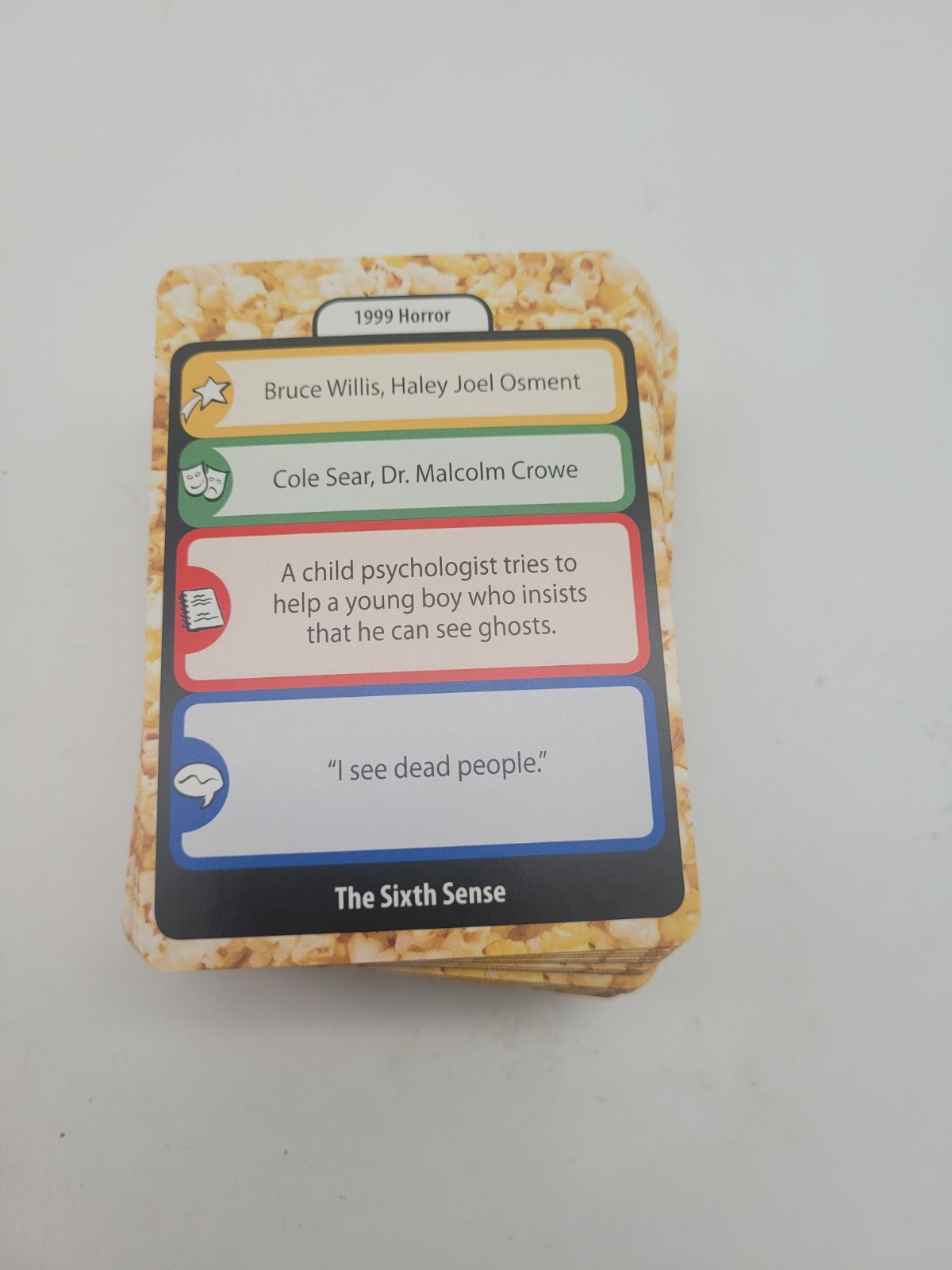 Pass the Popcorn Game with Bonus Booster Star Connection Actor Card Game