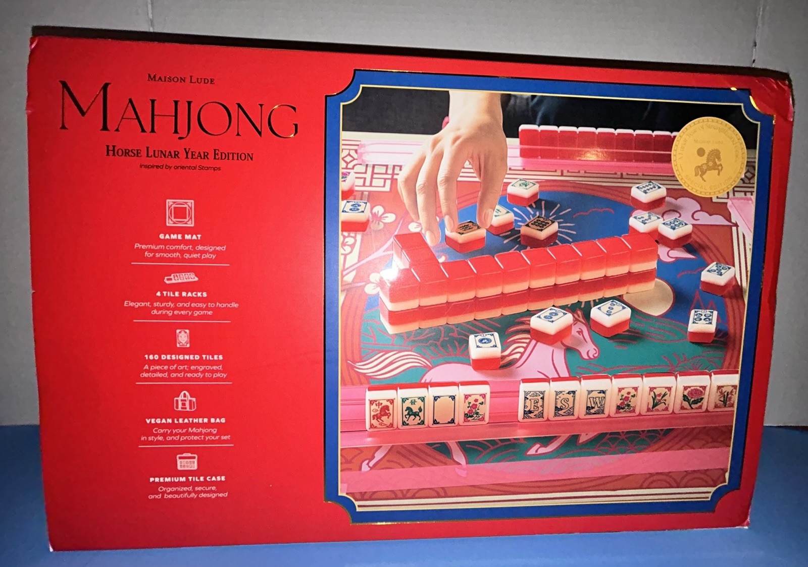 Deluxe Acrylic HORSE LUNAR YEAR Edition Mahjong Starter Kit Maison Lude Open Box