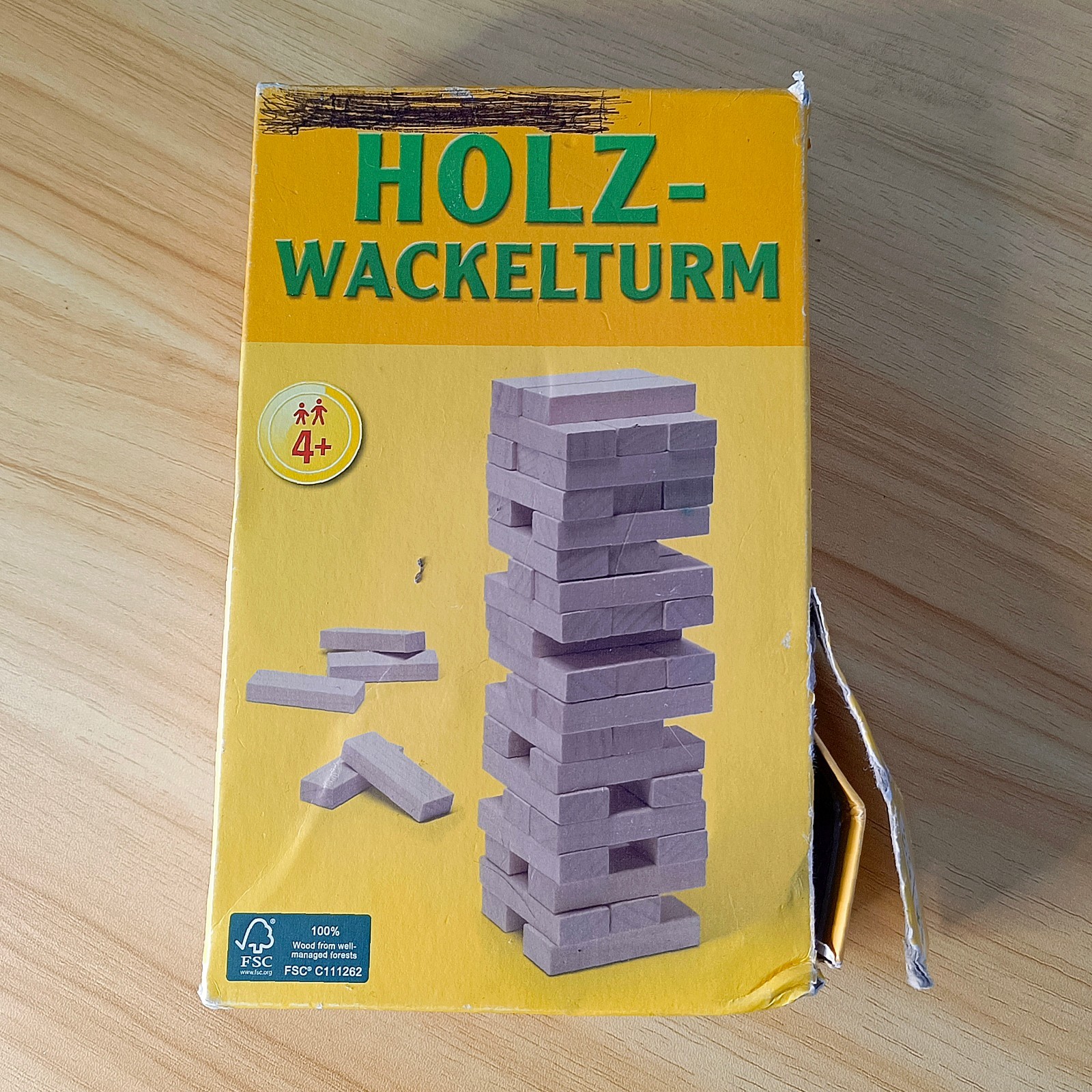 Wooden Tumbling Tower Game Set 45 Blocks FSC Certified Germany Skill Game
