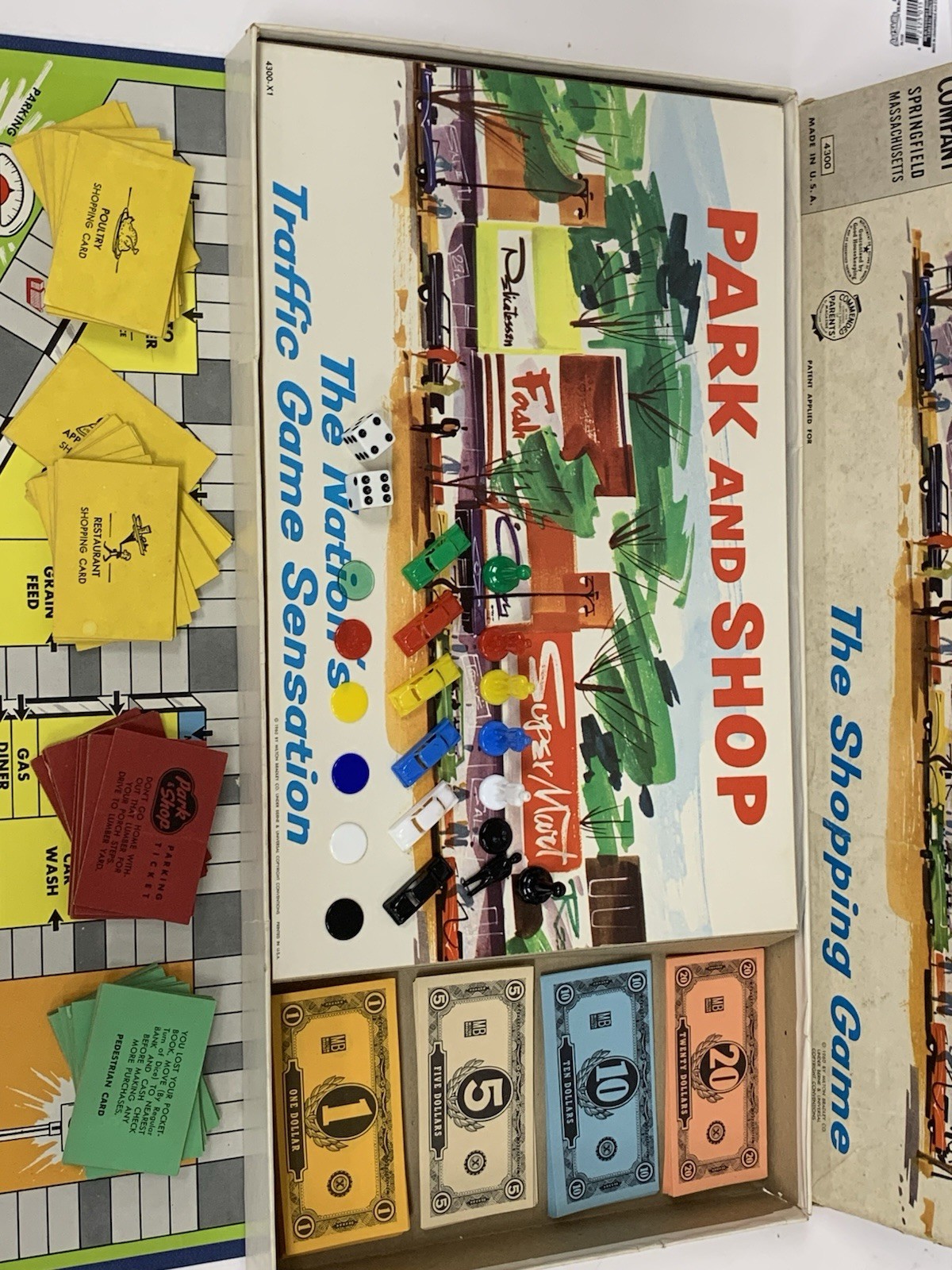 Vintage 1953 1960 Park And Shop Milton Bradley Board Shopping Game 4300 Complete