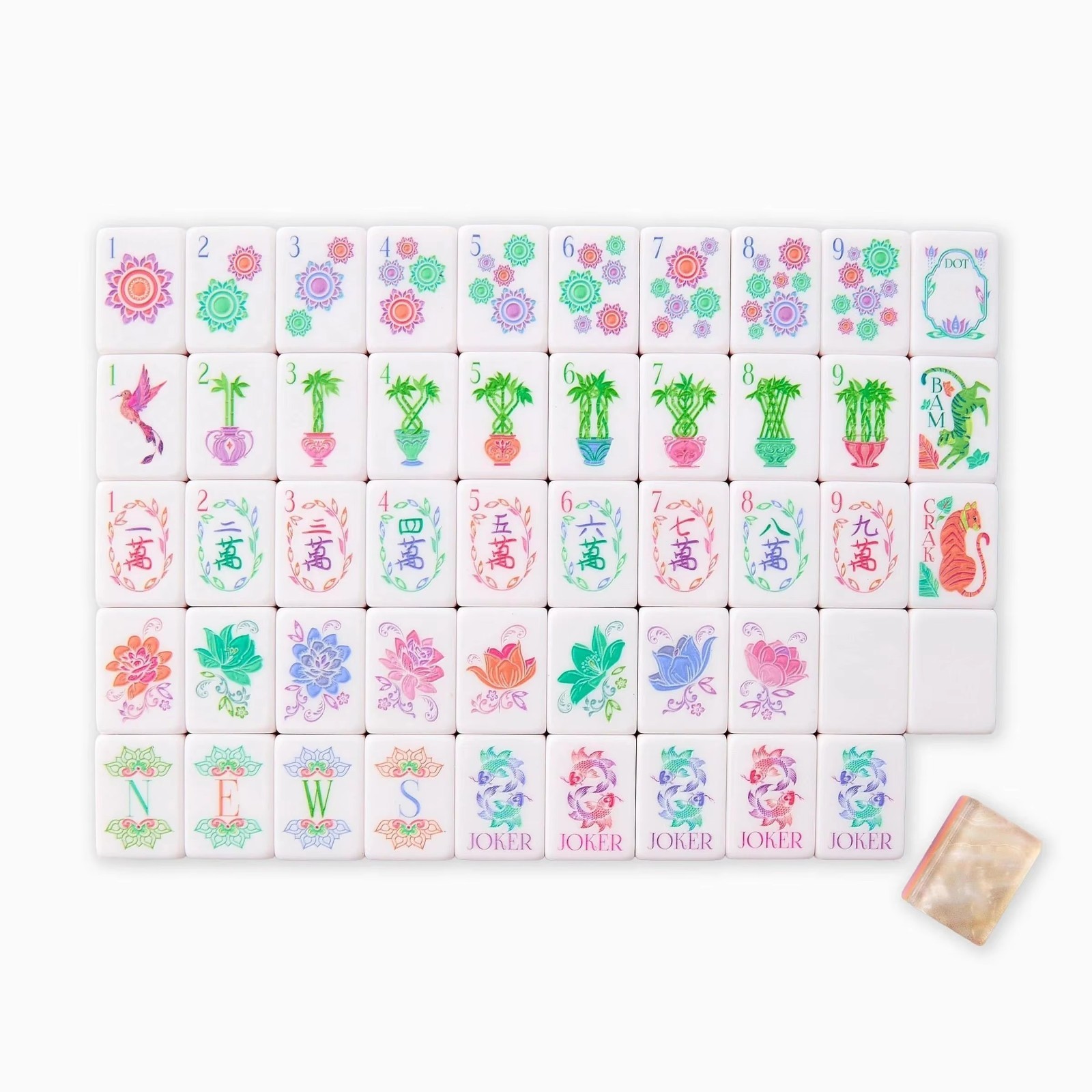 160 Pearl Patterned Crystal American Mahjong Tiles, Suitable for Family, Friends
