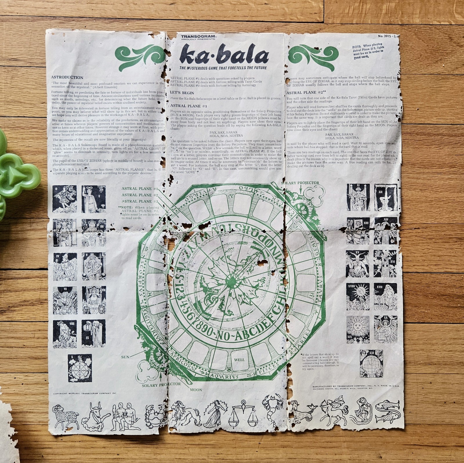 Vintage TRANSOGRAM Ka-Bala Fortune Tarot Board Game 1967 Excellent !!! Rare