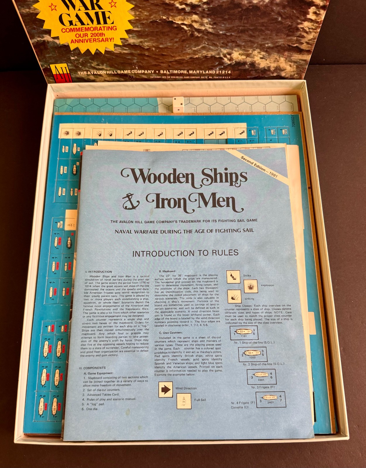 Wooden Ships & Iron Men Vintage Board Game Avalon Hill 1975 Complete DV-807