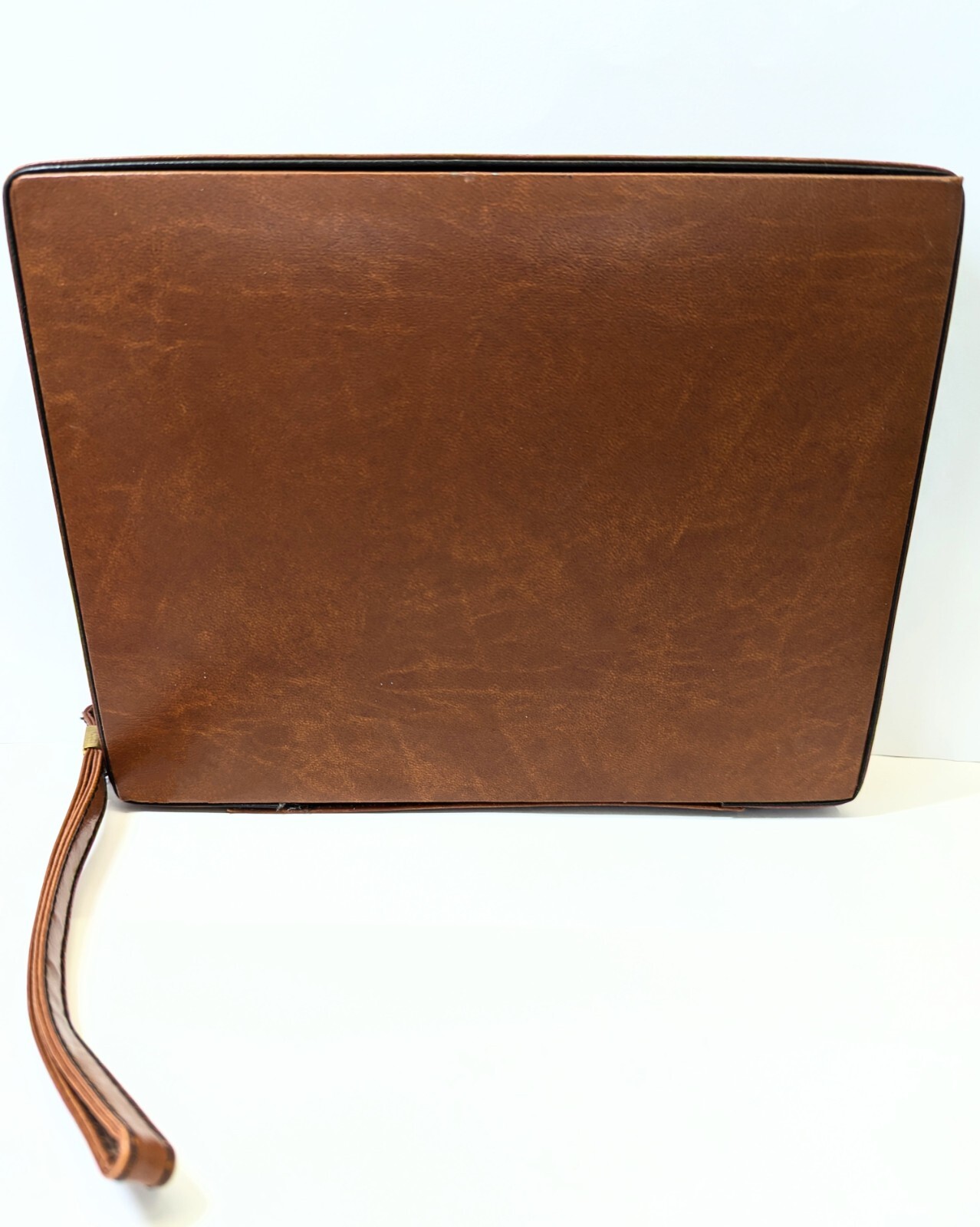 Vintage REISS Backgammon Travel BROWN FAUX LEATHER ZIPPER CASE Complete! 1970’s