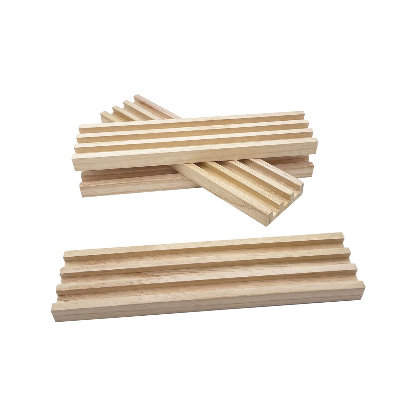 SUTIMSHE Wooden Domino Racks Set of 4 10 x 2.4 x 0.67 inches, Woodgrain Color